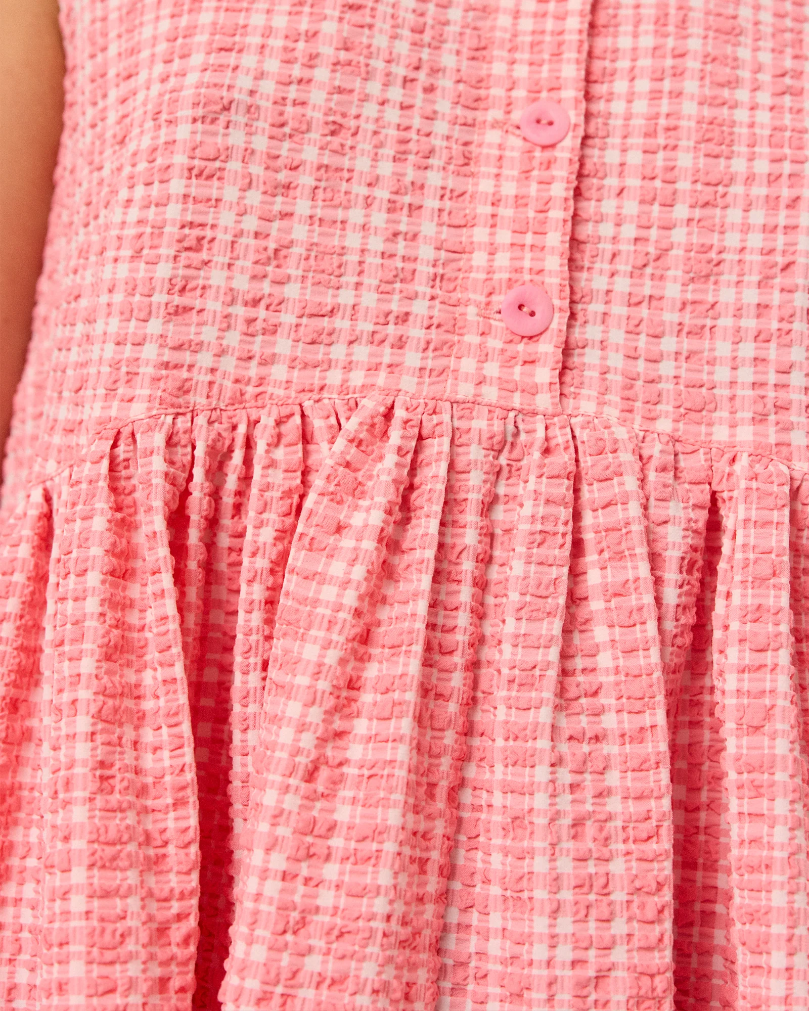 Anais Pink Gingham Seersucker Top - Image 3