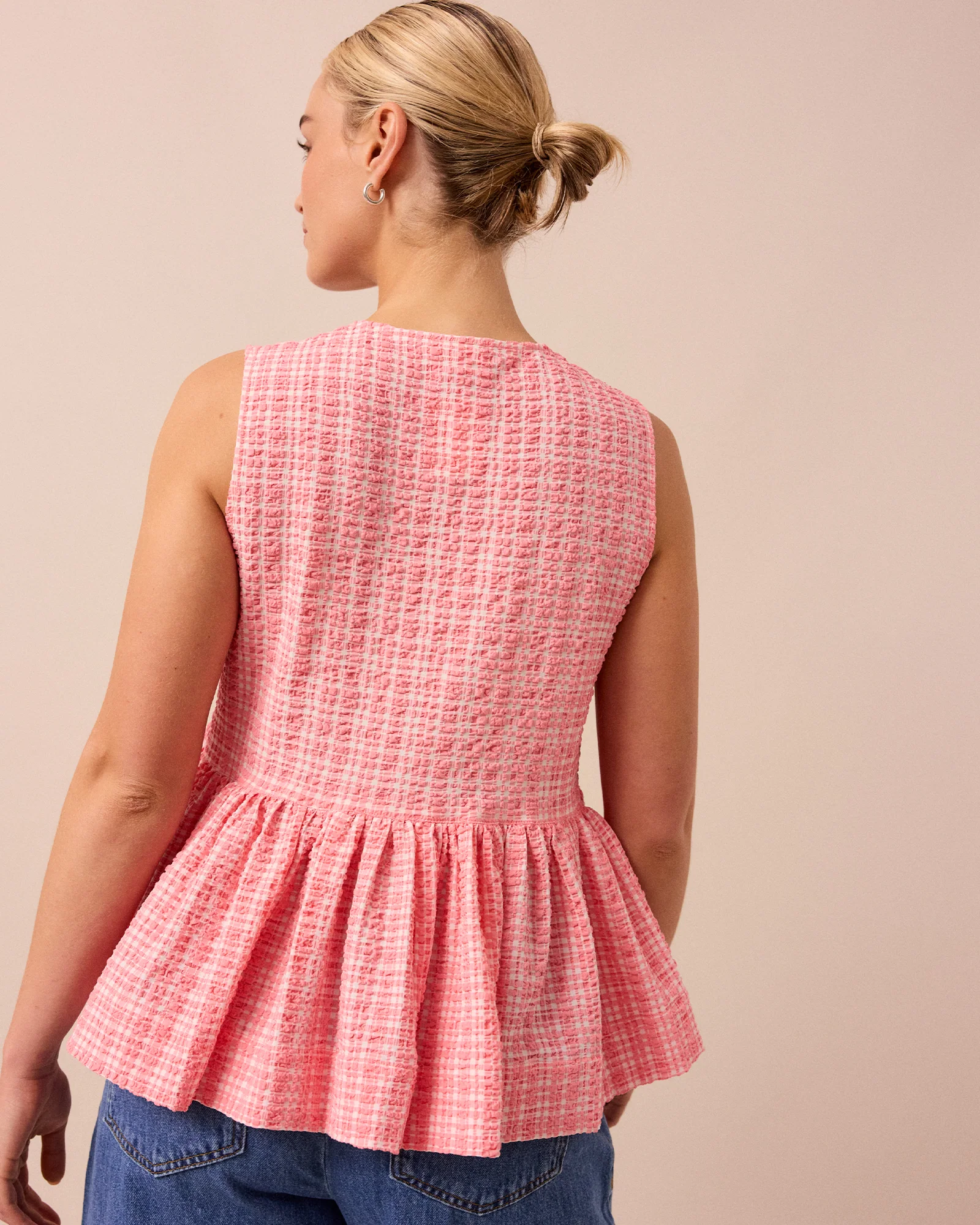 Anais Pink Gingham Seersucker Top - Image 5