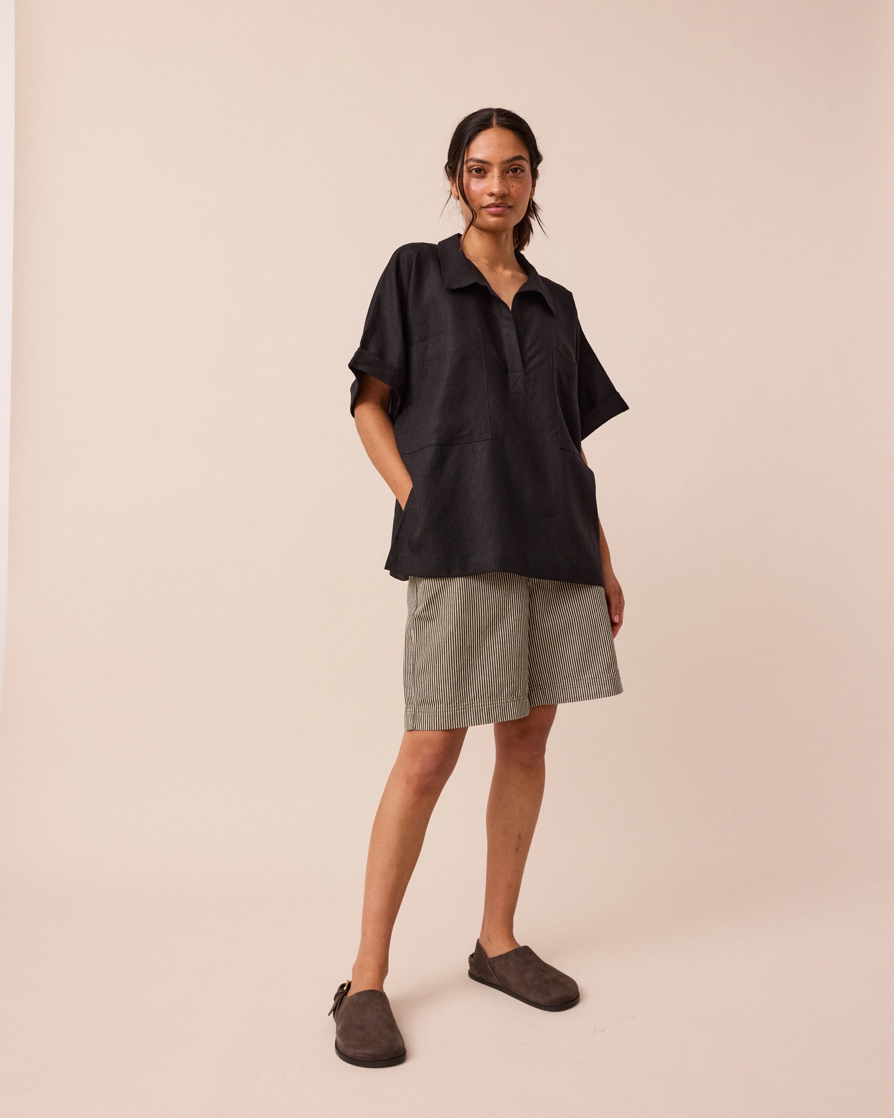 Bella Hickory Stripe Denim Shorts - Image 5