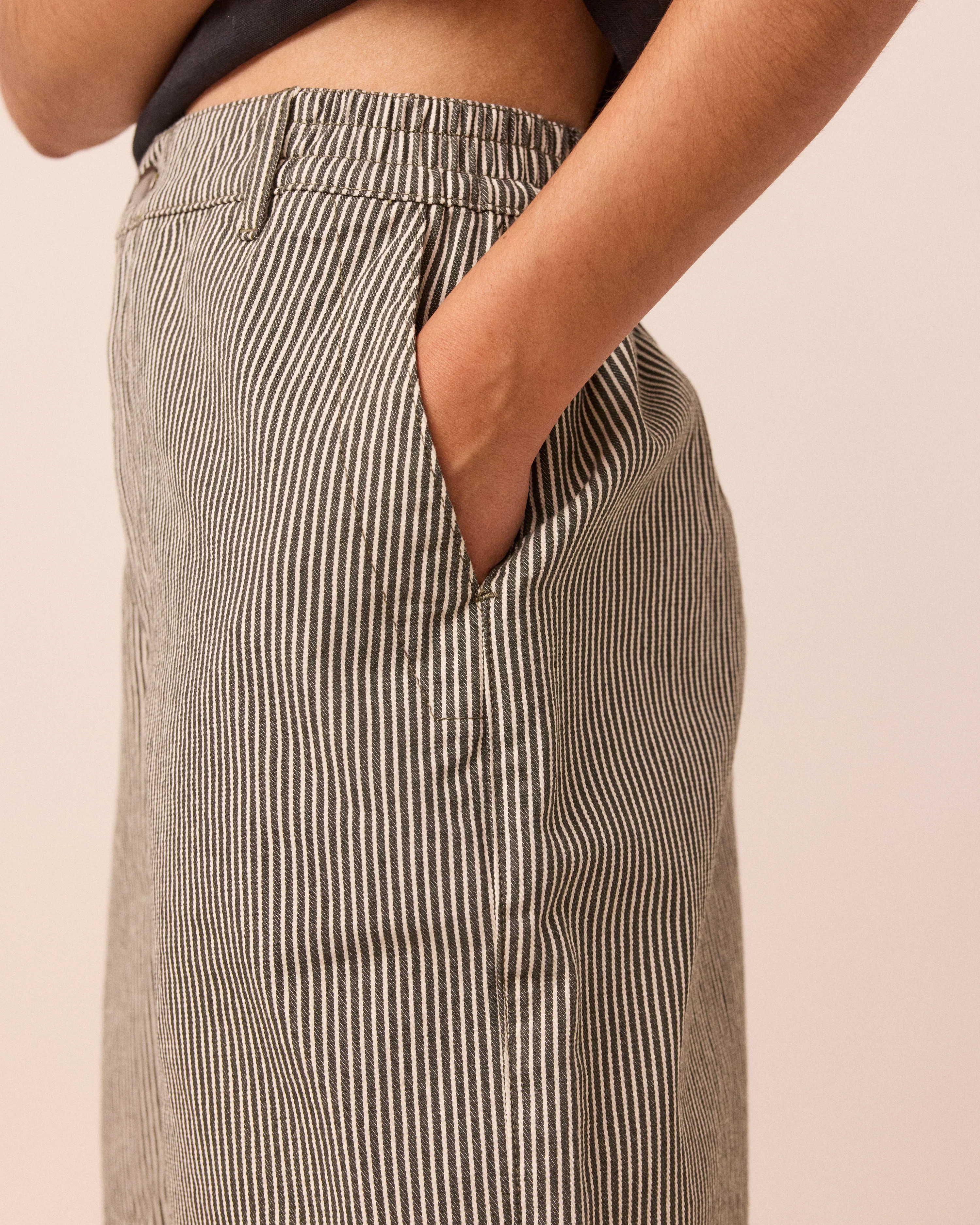 Bella Hickory Stripe Denim Shorts - Image 6