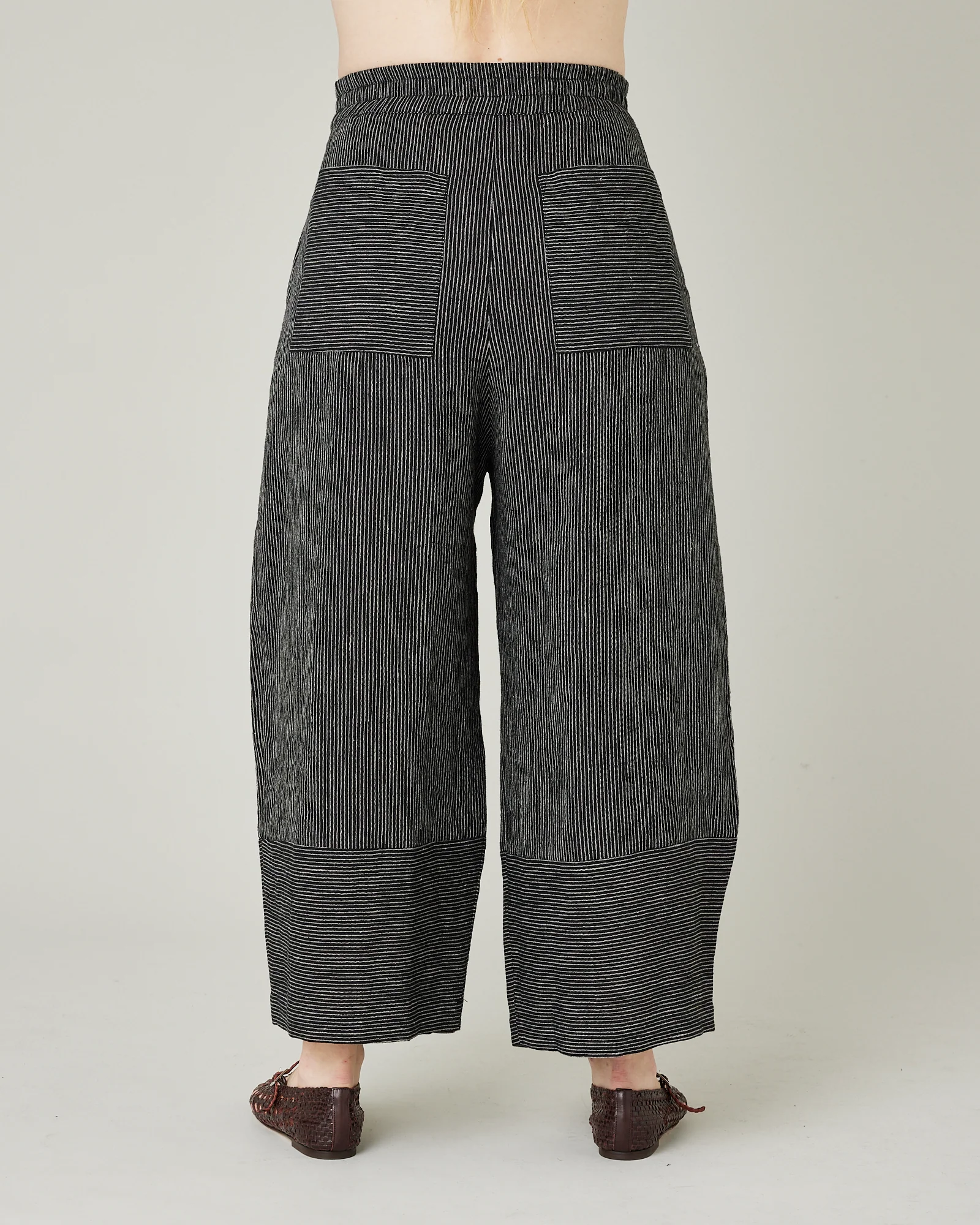 Bobbi Black & Ecru Pencil Stripe Linen Trousers - Image 13