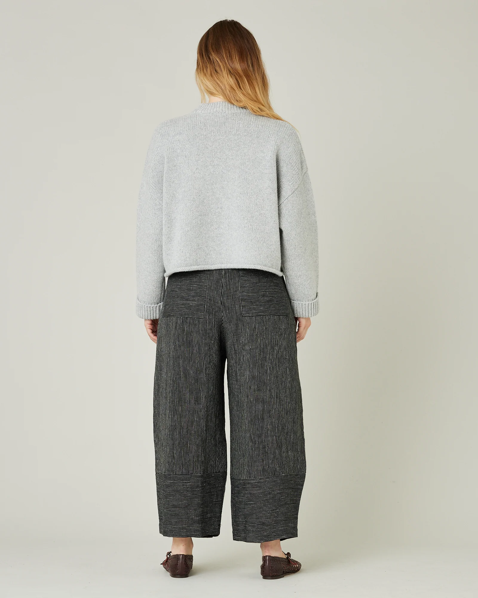 Bobbi Black & Ecru Pencil Stripe Linen Trousers - Image 17