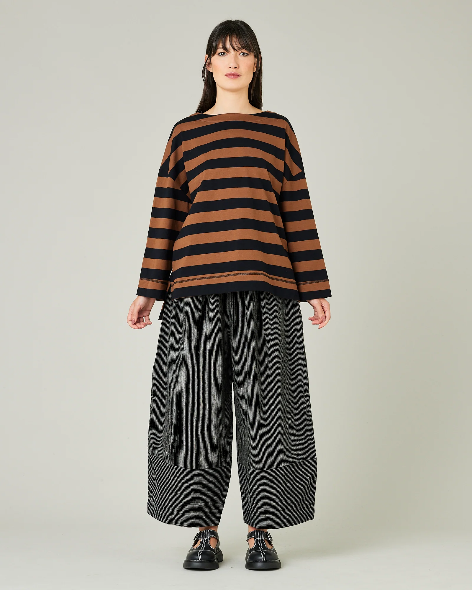 Bobbi Black & Ecru Pencil Stripe Linen Trousers - Image 5