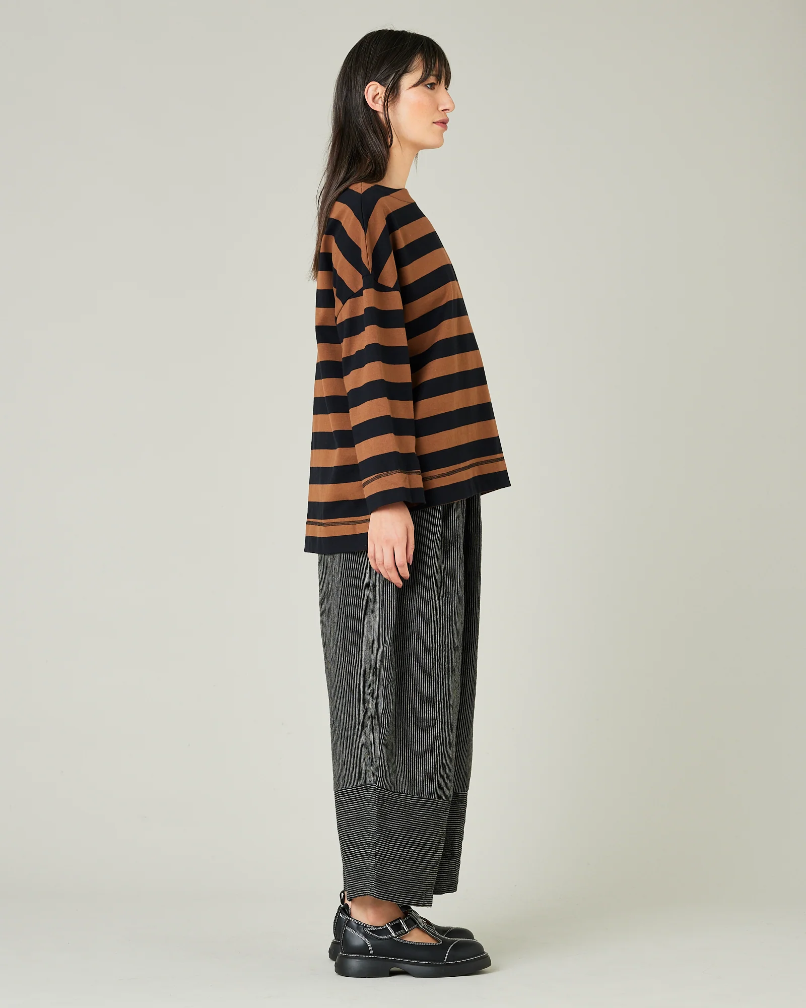Bobbi Black & Ecru Pencil Stripe Linen Trousers - Image 8