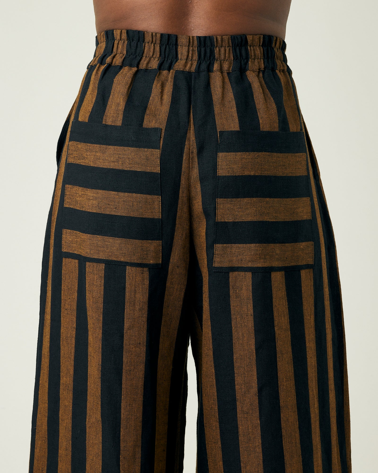 Bobbi Rust And Black Stripe Linen Trousers - Image 19