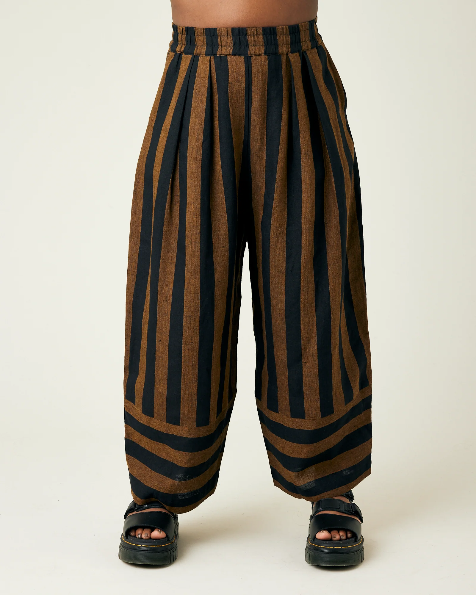 Bobbi Rust And Black Stripe Linen Trousers - Image 7
