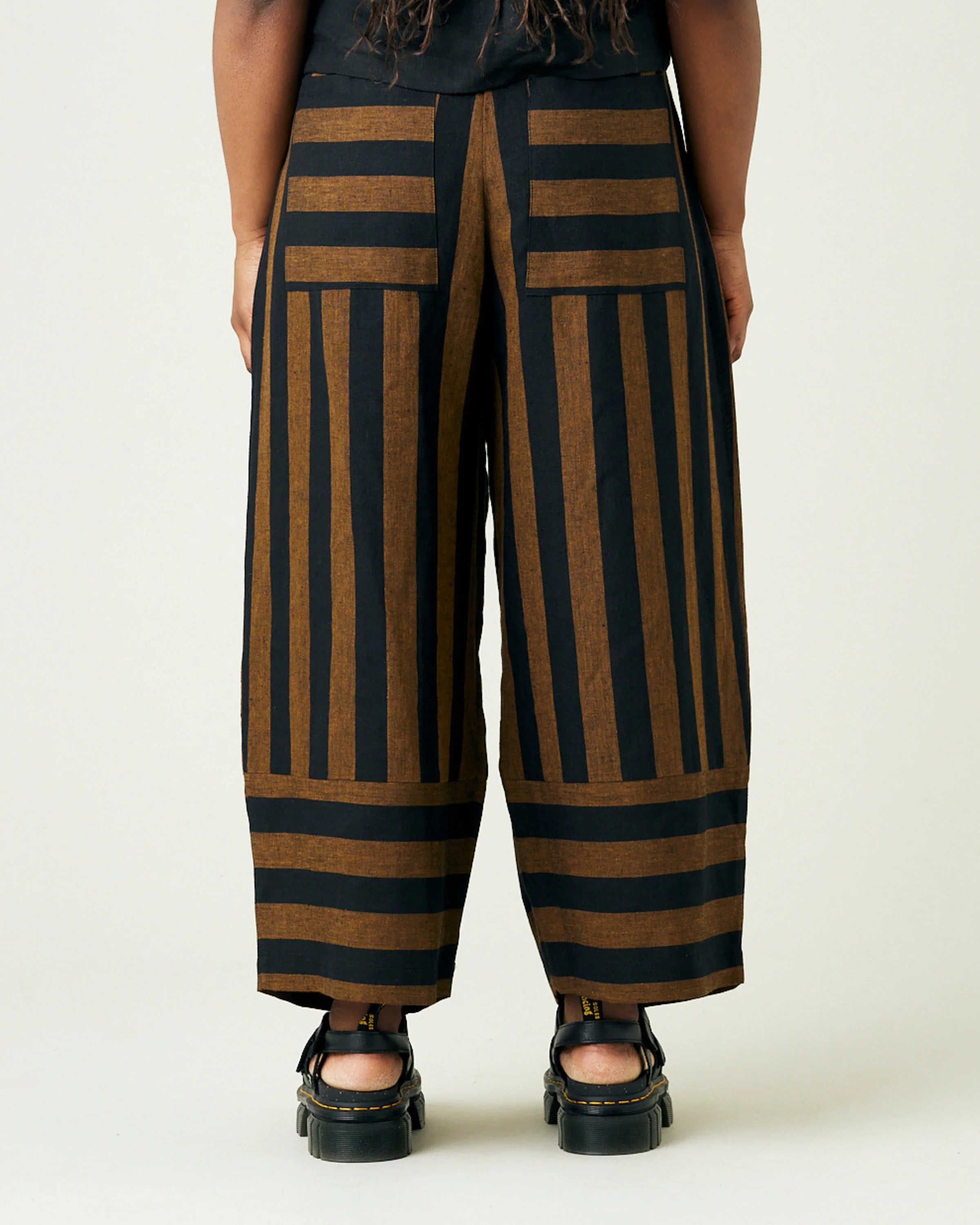 Bobbi Rust And Black Stripe Linen Trousers - Image 9