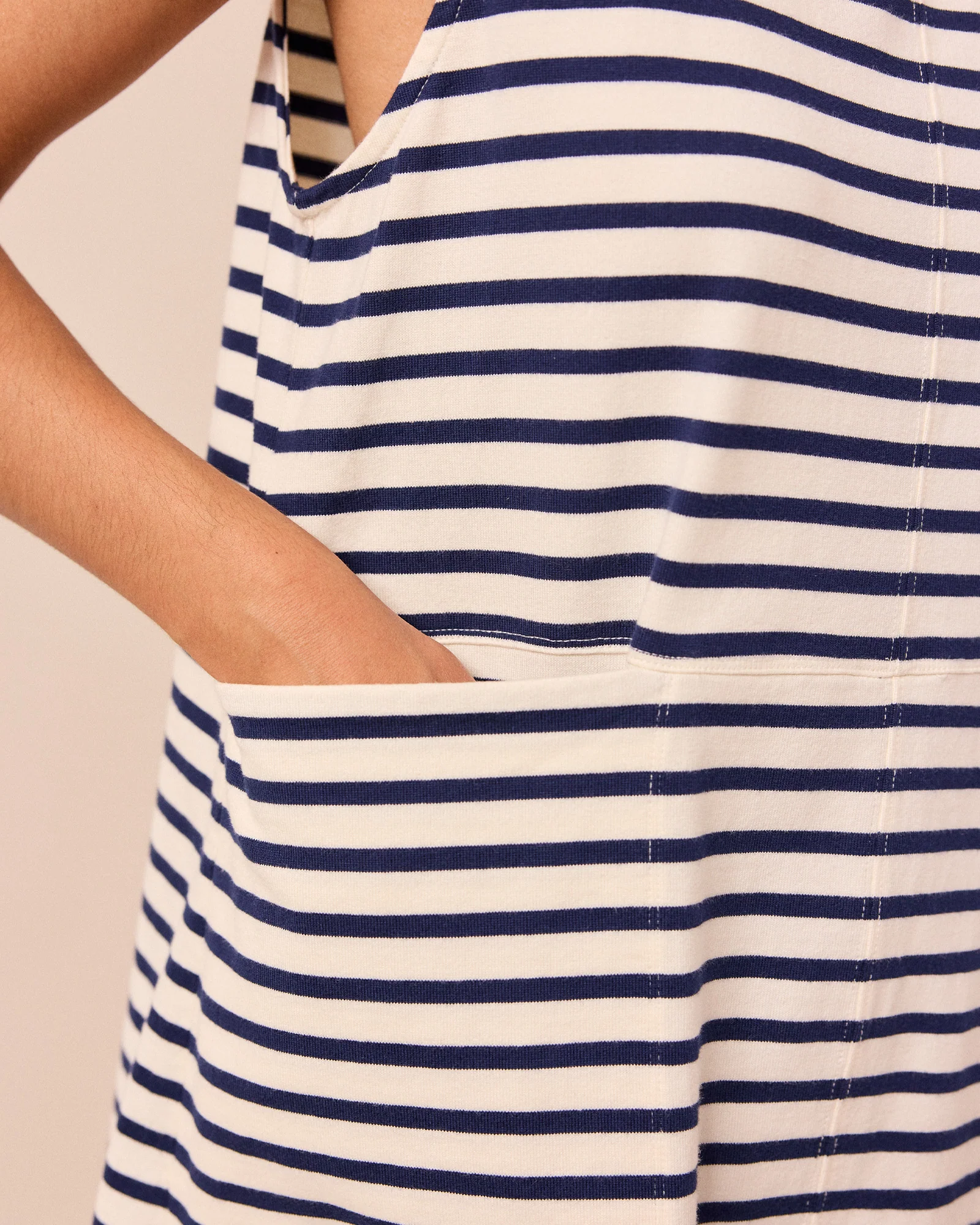 Bree Ecru & Navy Stripe Jersey Tunic - Image 3