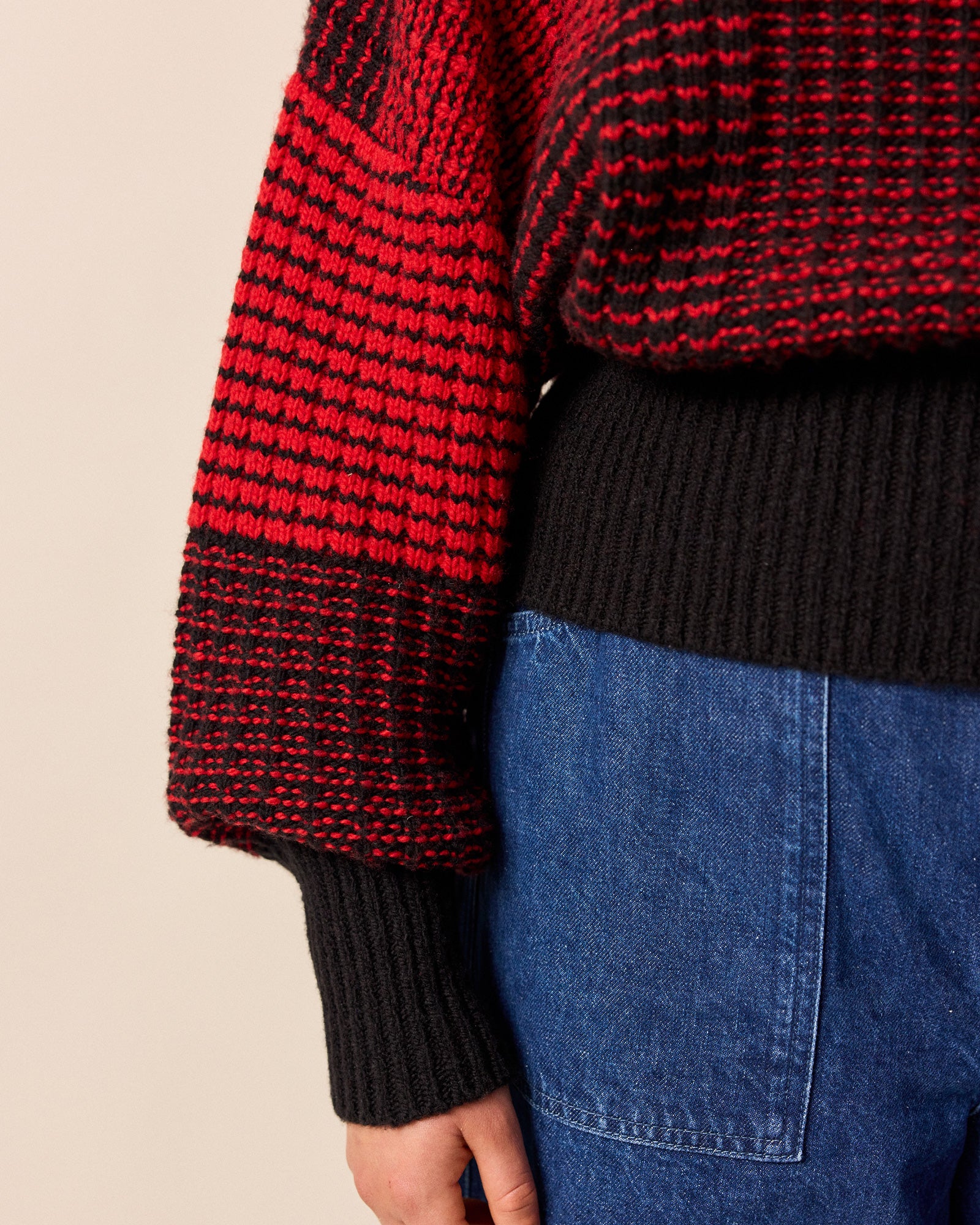 Chelsea Red & Black Check Knitted Jumper - Image 3