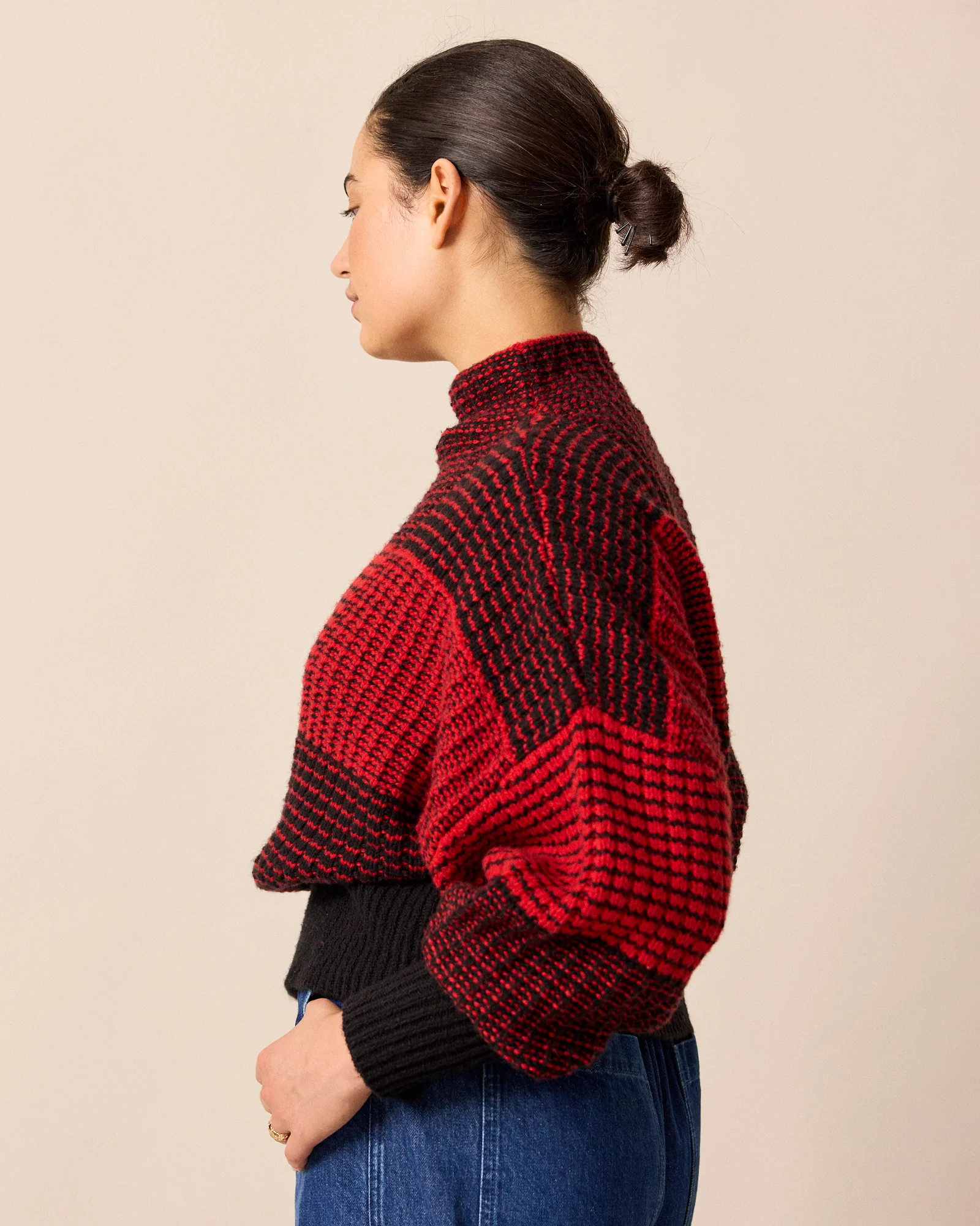 Chelsea Red & Black Check Knitted Jumper - Image 4