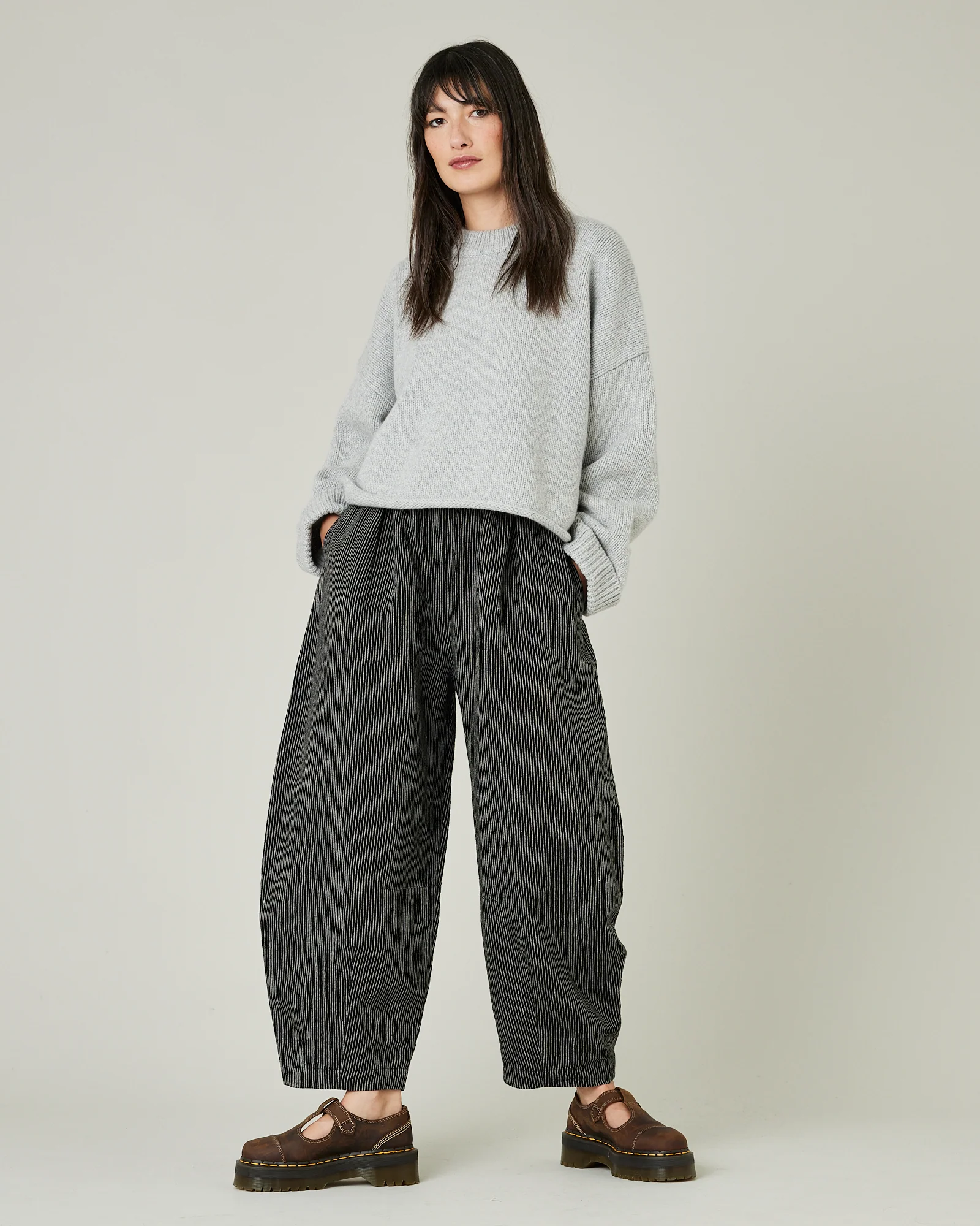 Daisy Black & Ecru Pencil Stripe Linen Trousers - Image 10