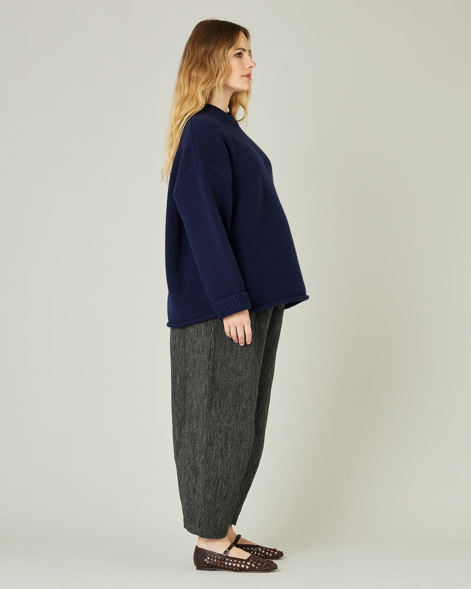 Daisy Black & Ecru Pencil Stripe Linen Trousers - Image 14