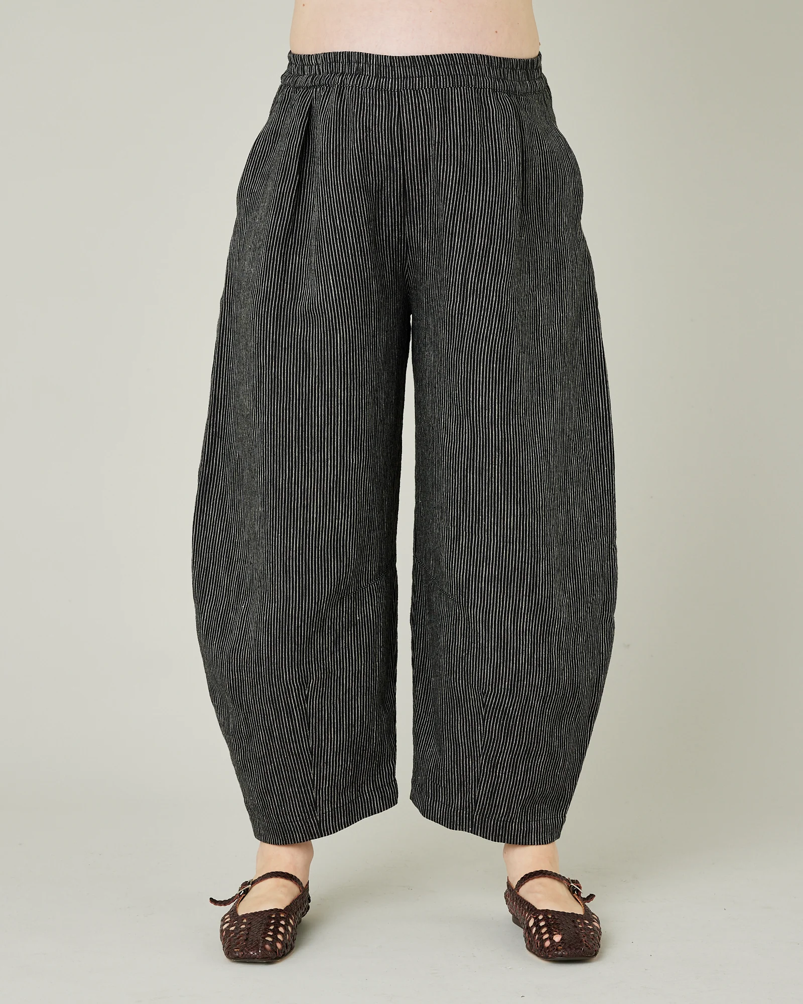 Daisy Black & Ecru Pencil Stripe Linen Trousers - Image 17