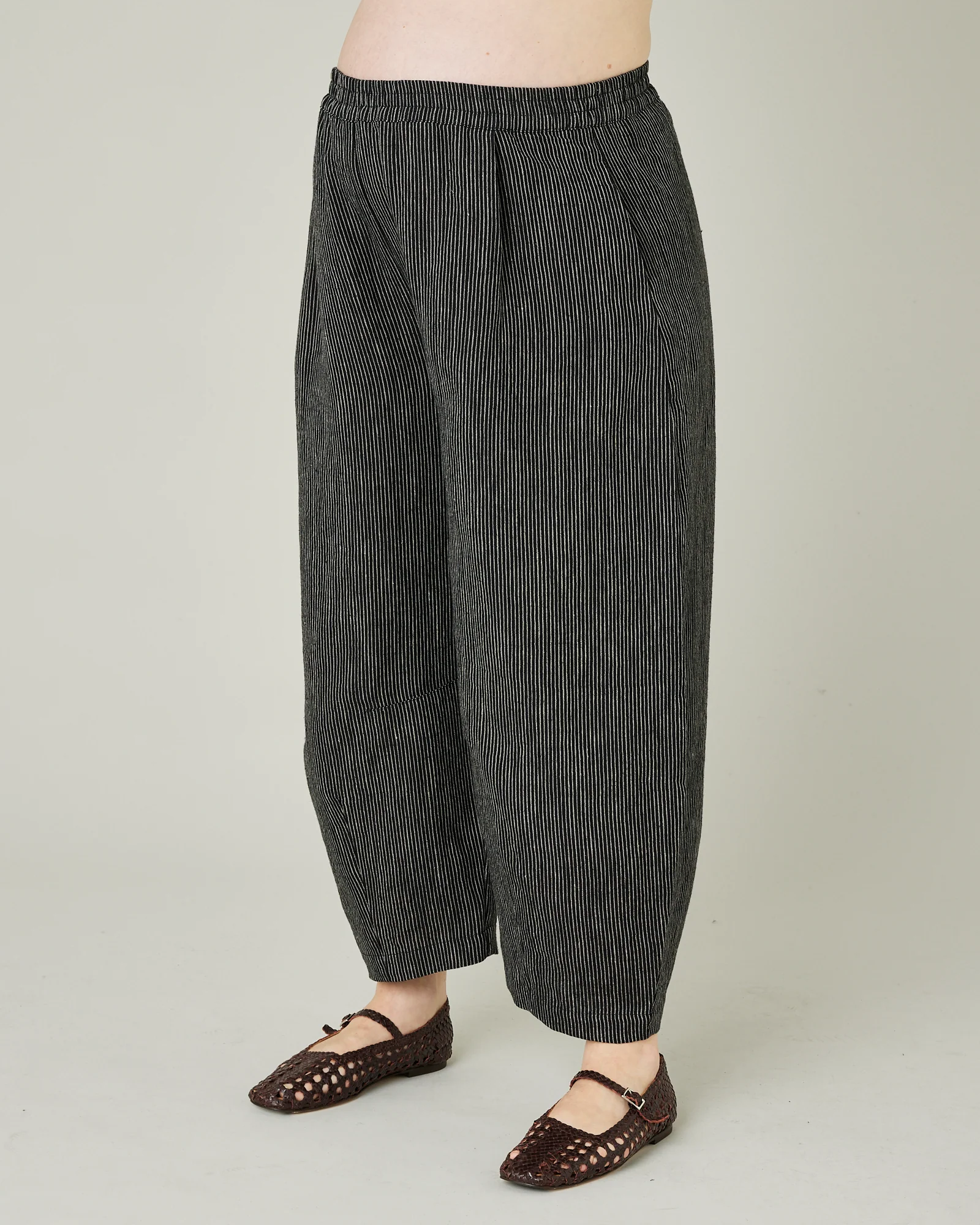 Daisy Black & Ecru Pencil Stripe Linen Trousers - Image 18