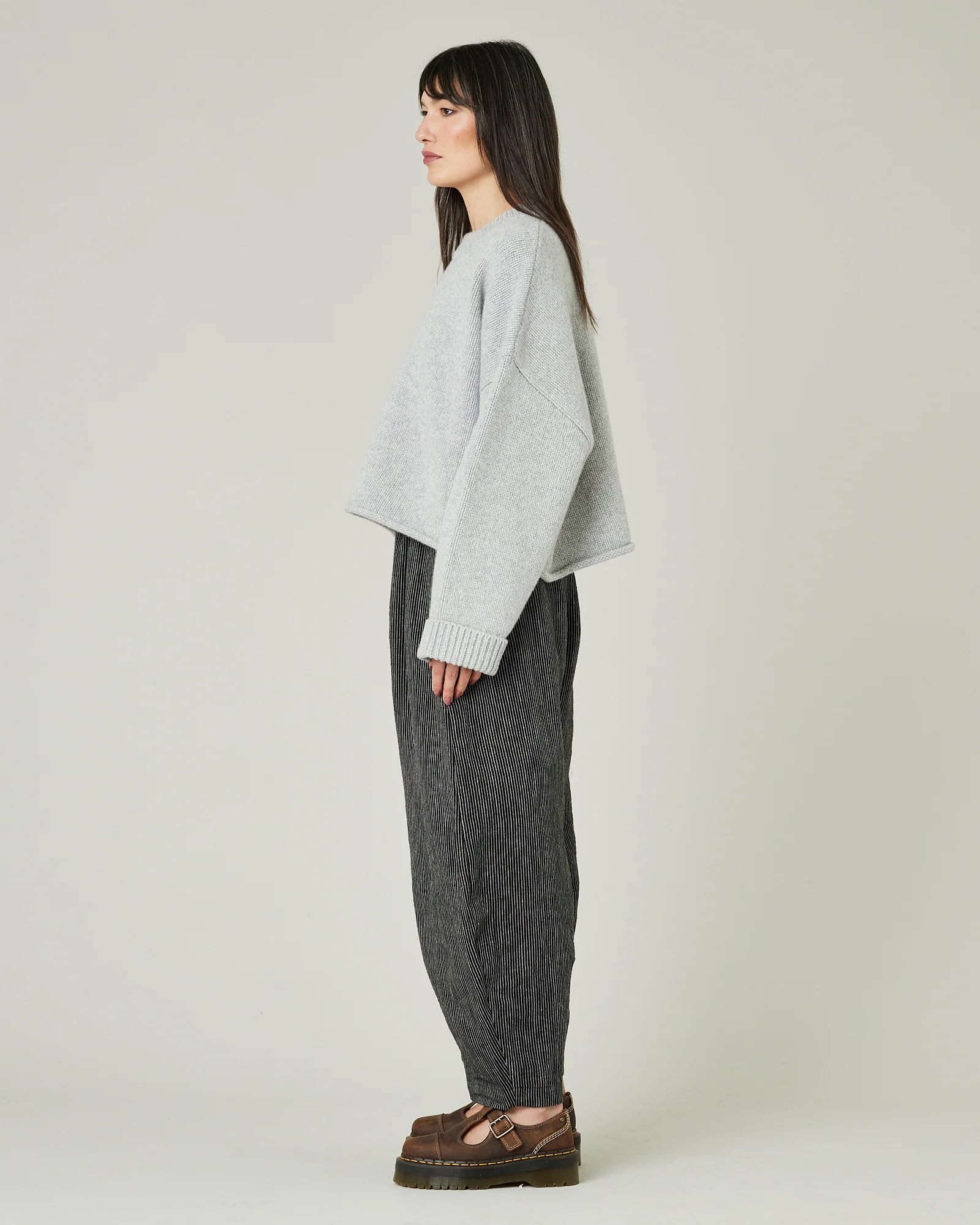 Daisy Black & Ecru Pencil Stripe Linen Trousers - Image 7
