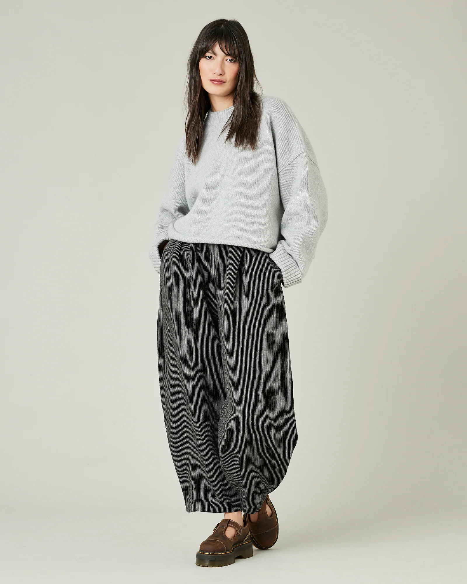 Daisy Black & Ecru Pencil Stripe Linen Trousers - Image 8