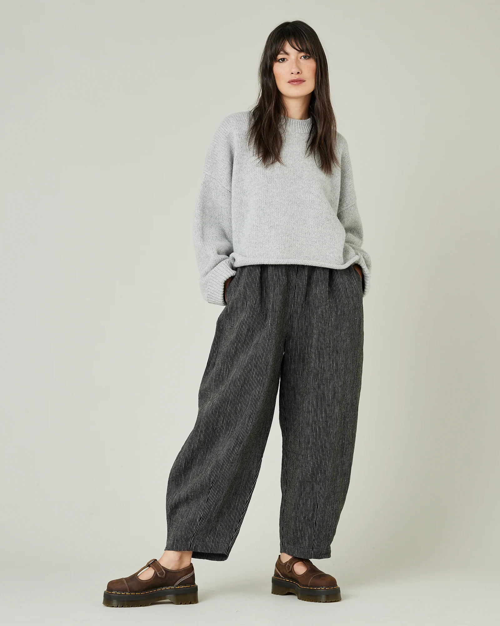 Daisy Black & Ecru Pencil Stripe Linen Trousers - Image 9