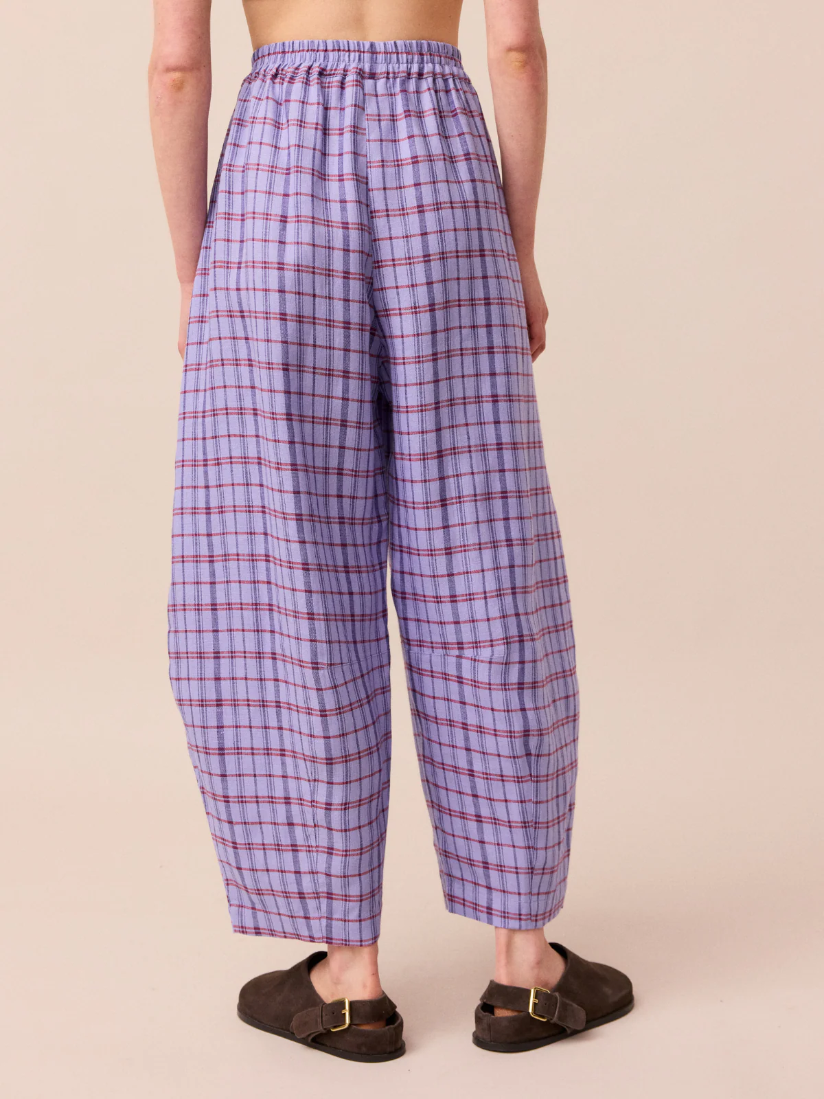 Daisy Parma Violet Plaid Linen Trousers - Image 5