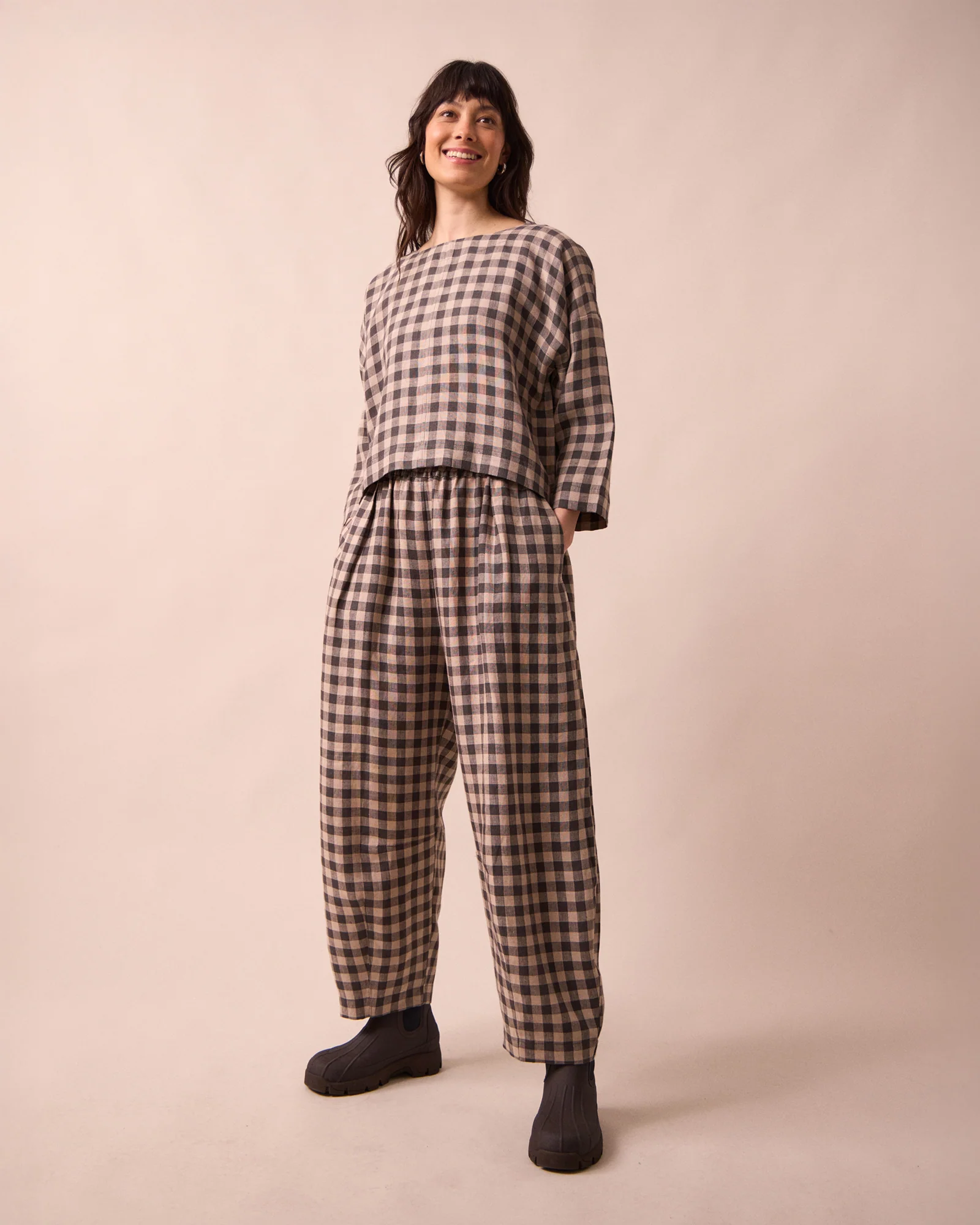 Daisy Stone Gingham Linen Trousers - Image 3