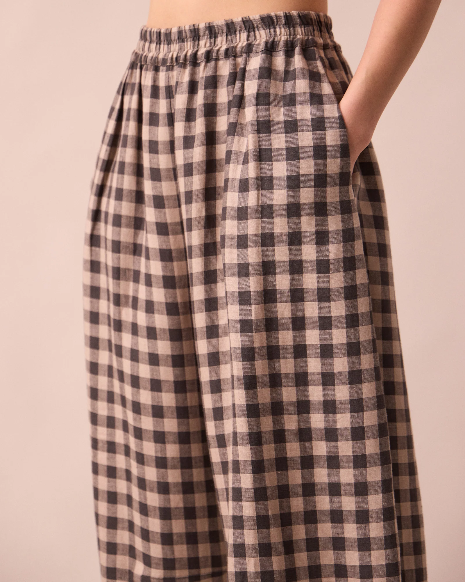 Daisy Stone Gingham Linen Trousers - Image 6