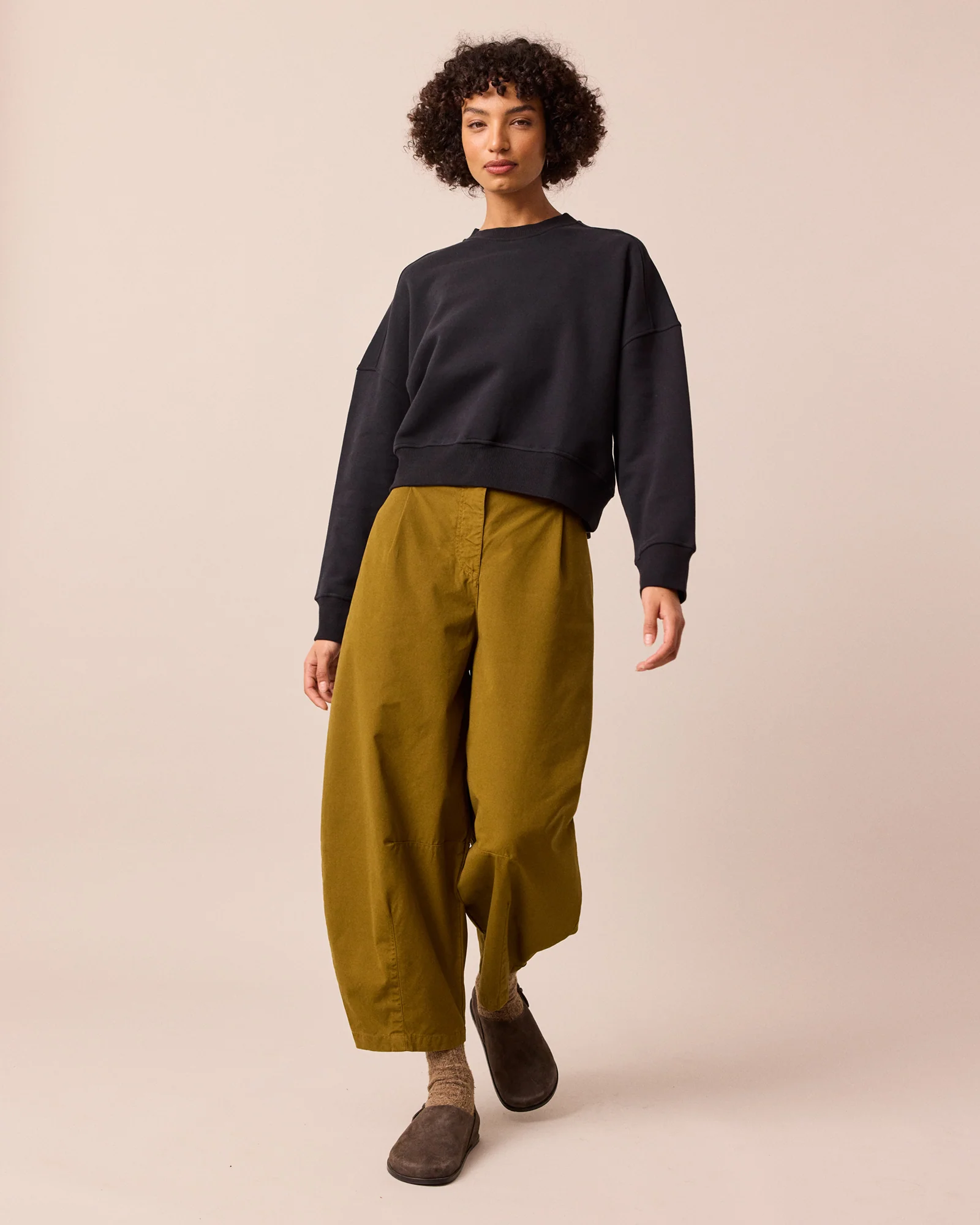 Dana Golden Olive Cotton Trousers - Image 3