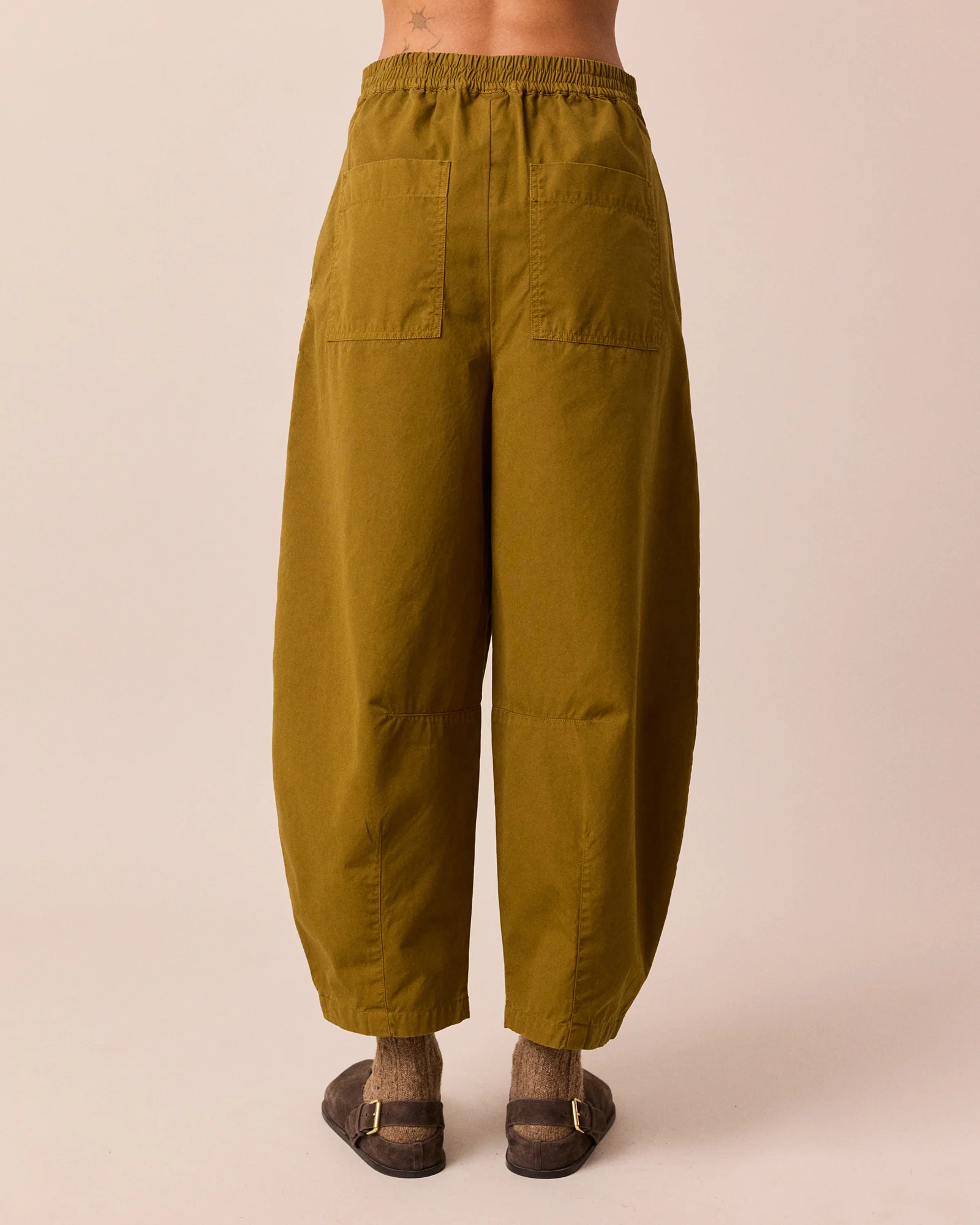 Dana Golden Olive Cotton Trousers - Image 4