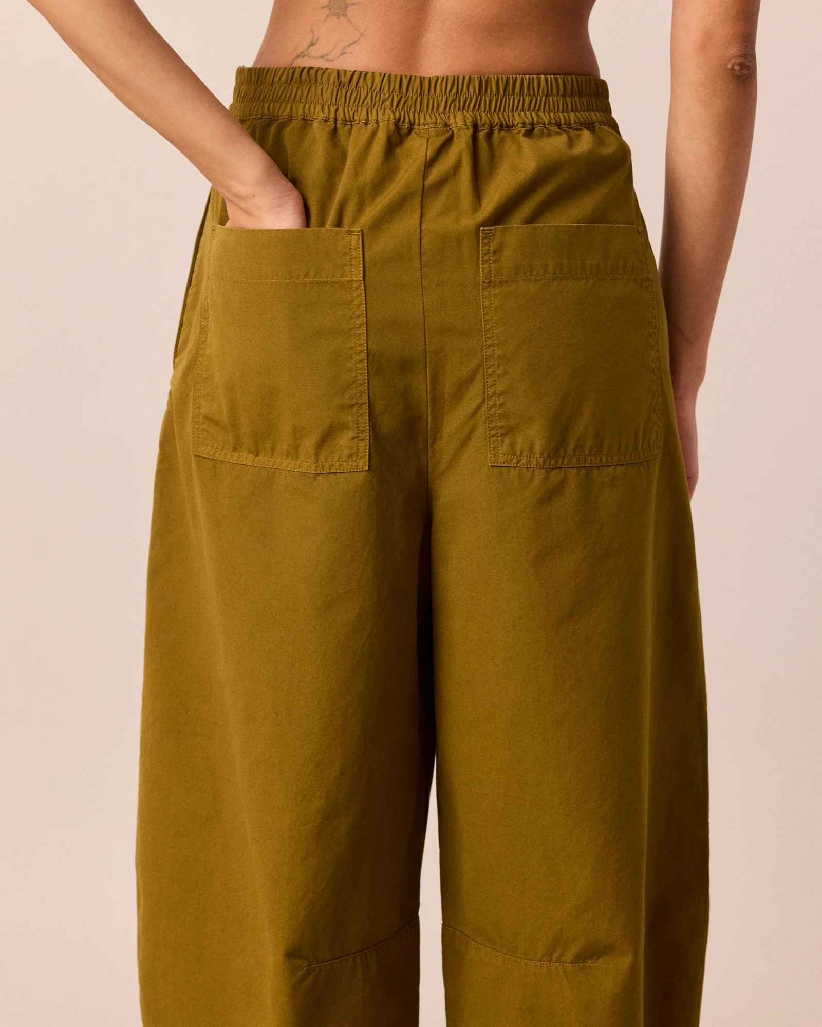 Dana Golden Olive Cotton Trousers - Image 5