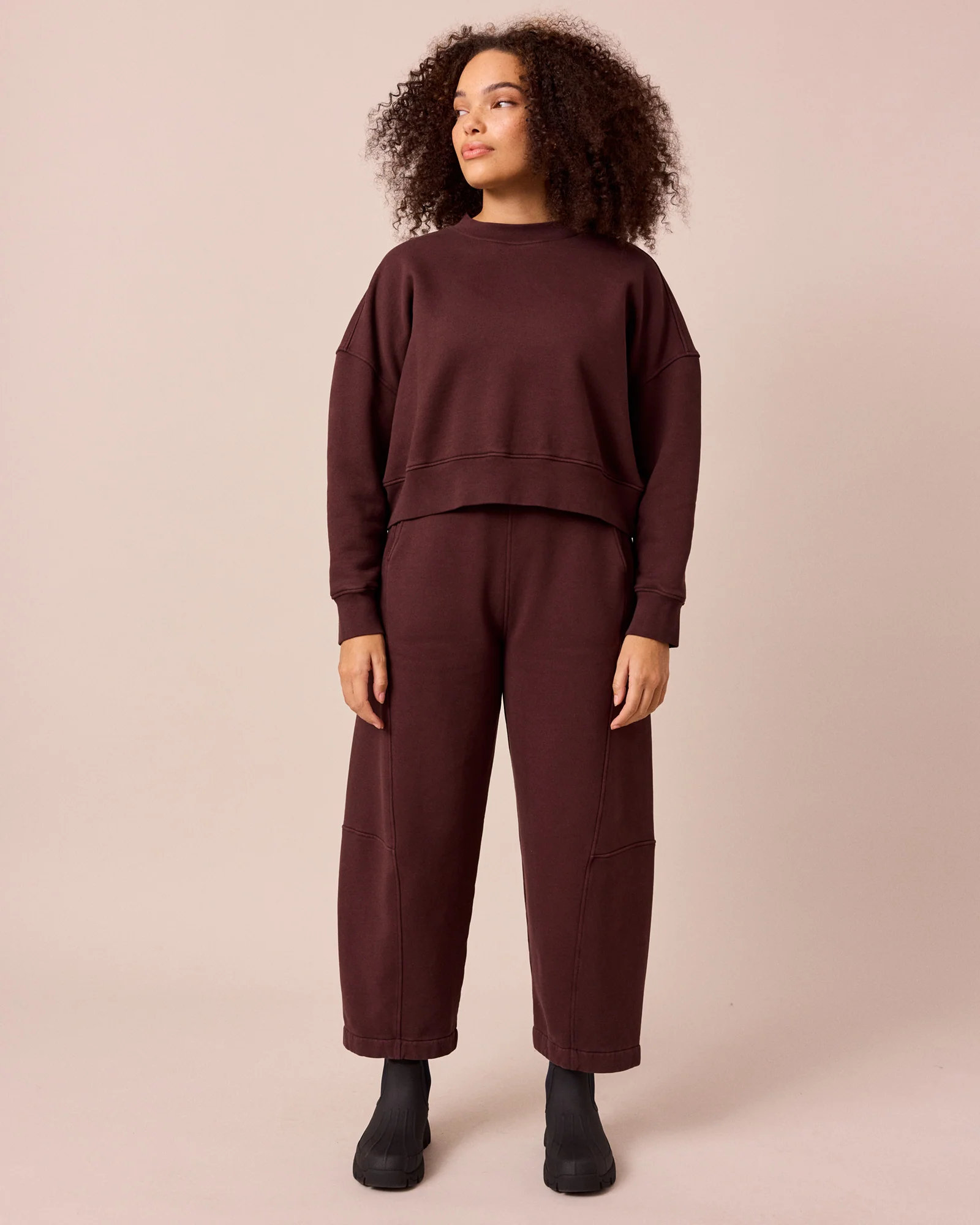 Eden Black Cherry Fleeceback Jersey Jumper - Image 3