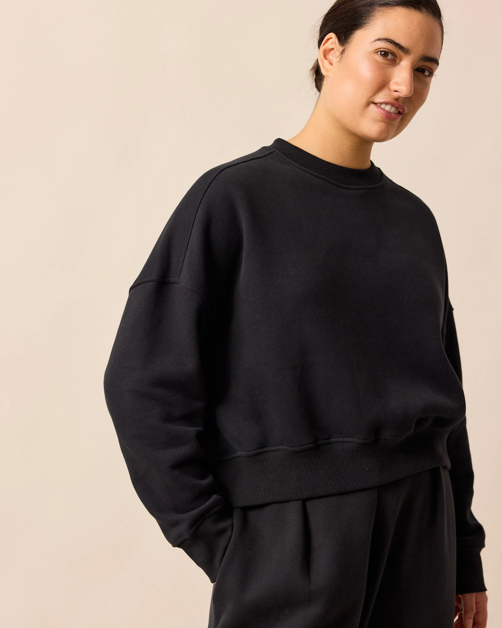 Eden Black Fleeceback Jersey Jumper - Image 3