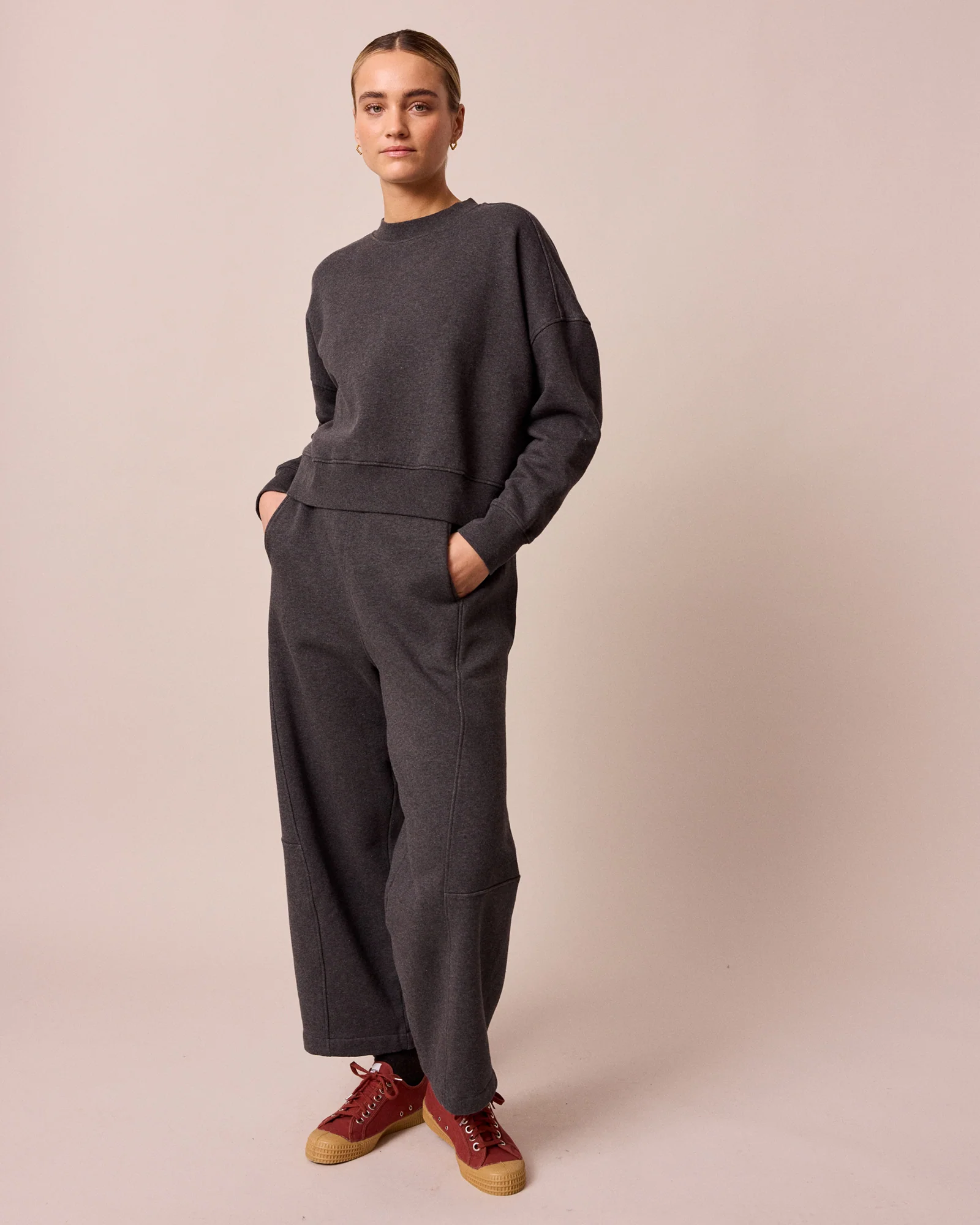 Eden Charcoal Marl Fleeceback Jersey Jumper - Image 3