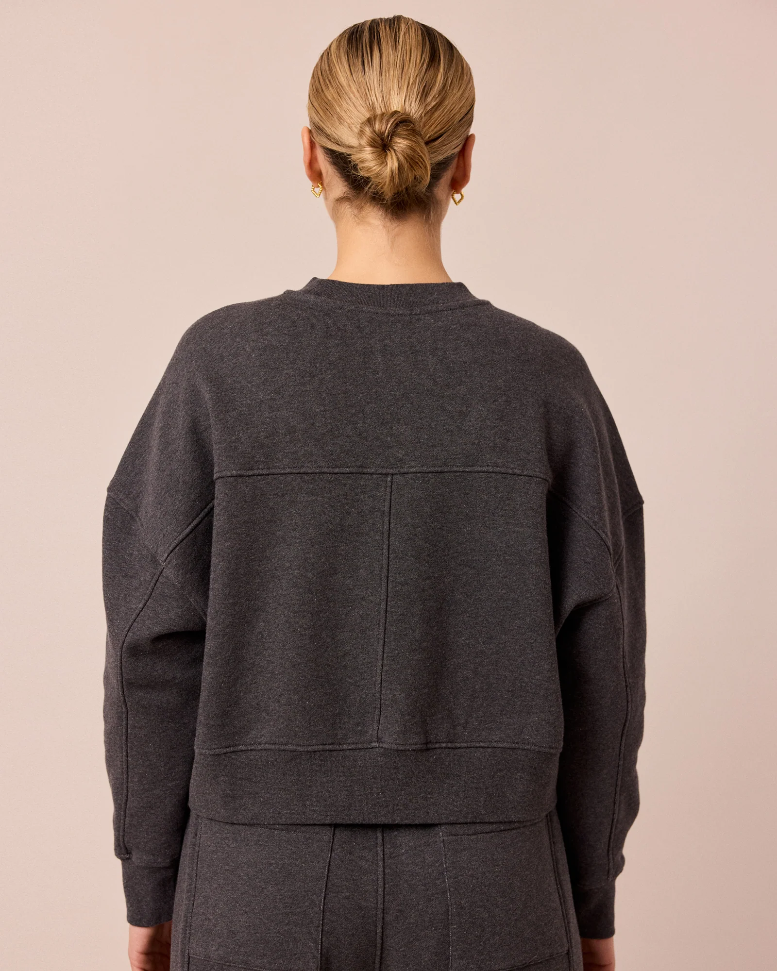 Eden Charcoal Marl Fleeceback Jersey Jumper - Image 5