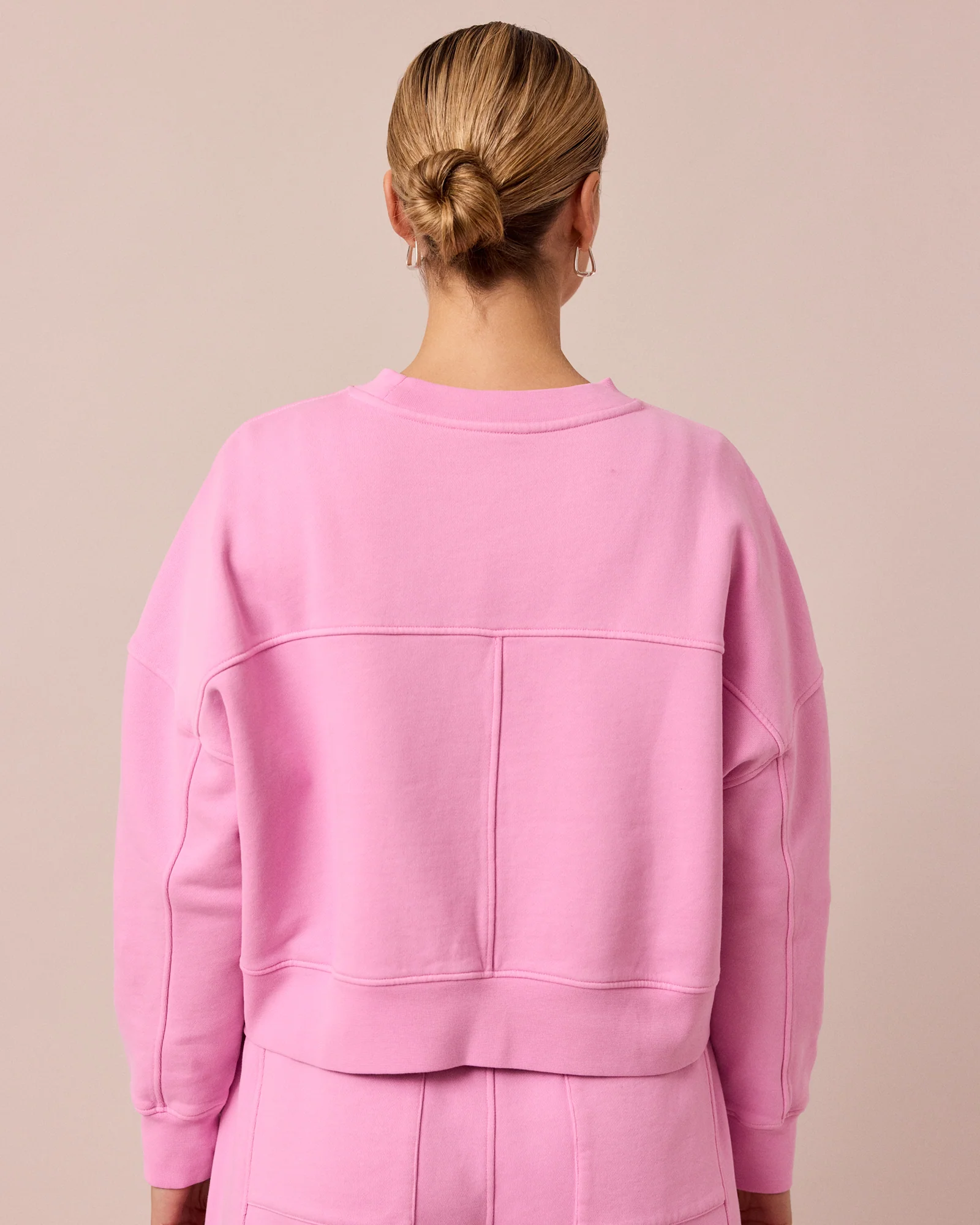Eden Washed Pink Fleeceback Jersey Jumper - Image 3