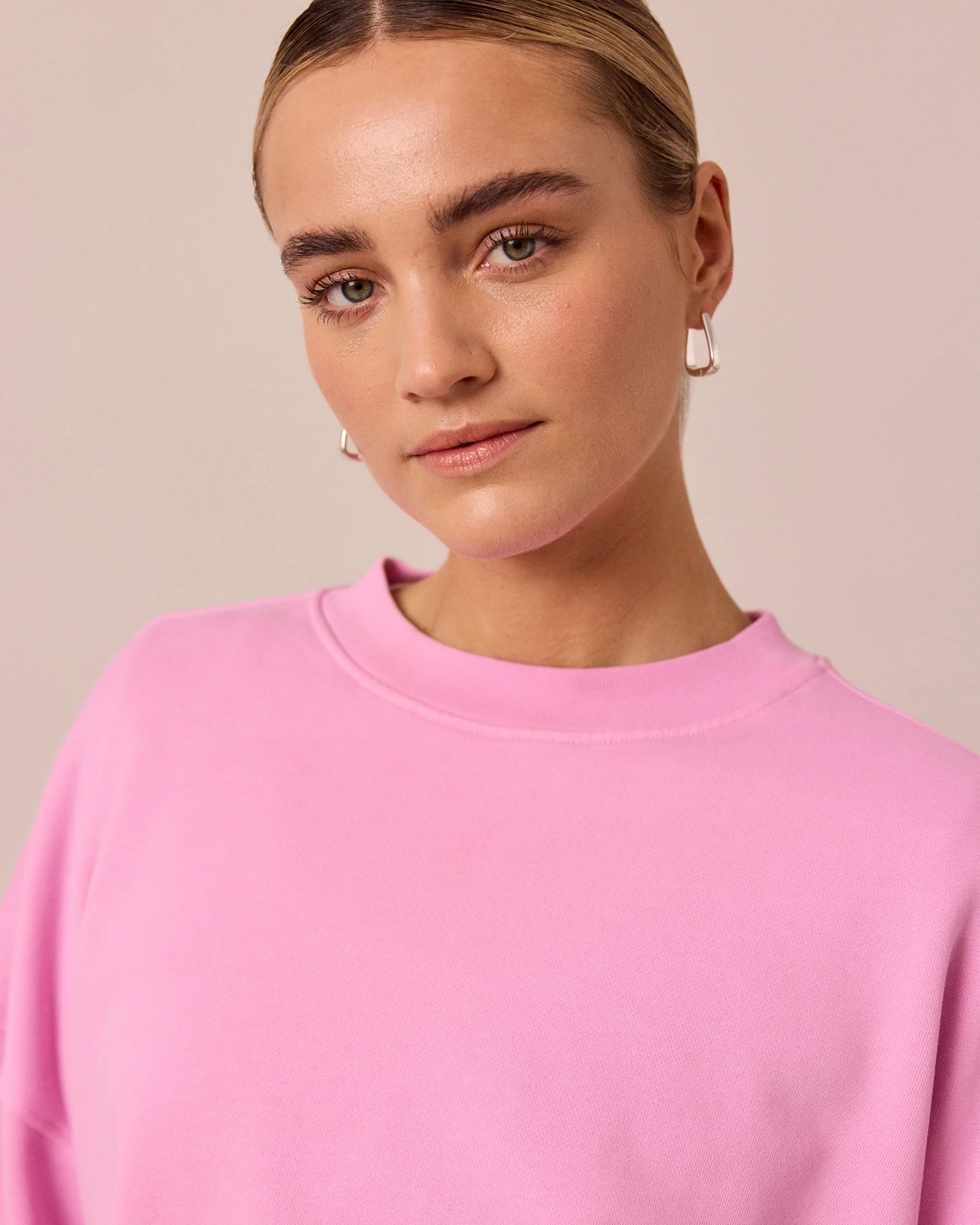Eden Washed Pink Fleeceback Jersey Jumper - Image 4
