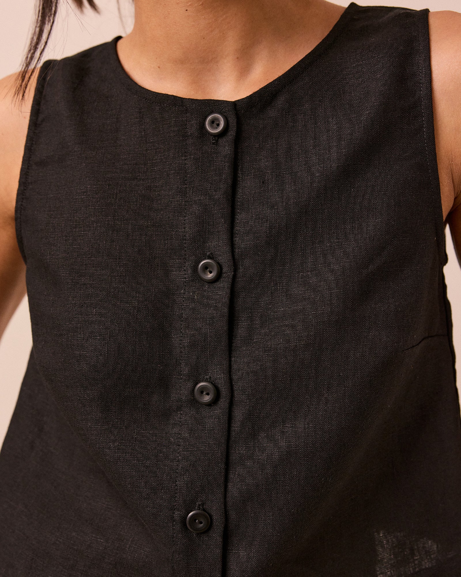Elodie Black Linen Top - Image 4