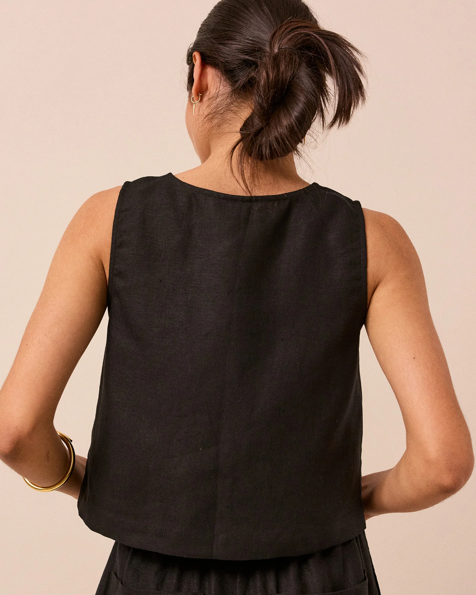 Elodie Black Linen Top - Image 5
