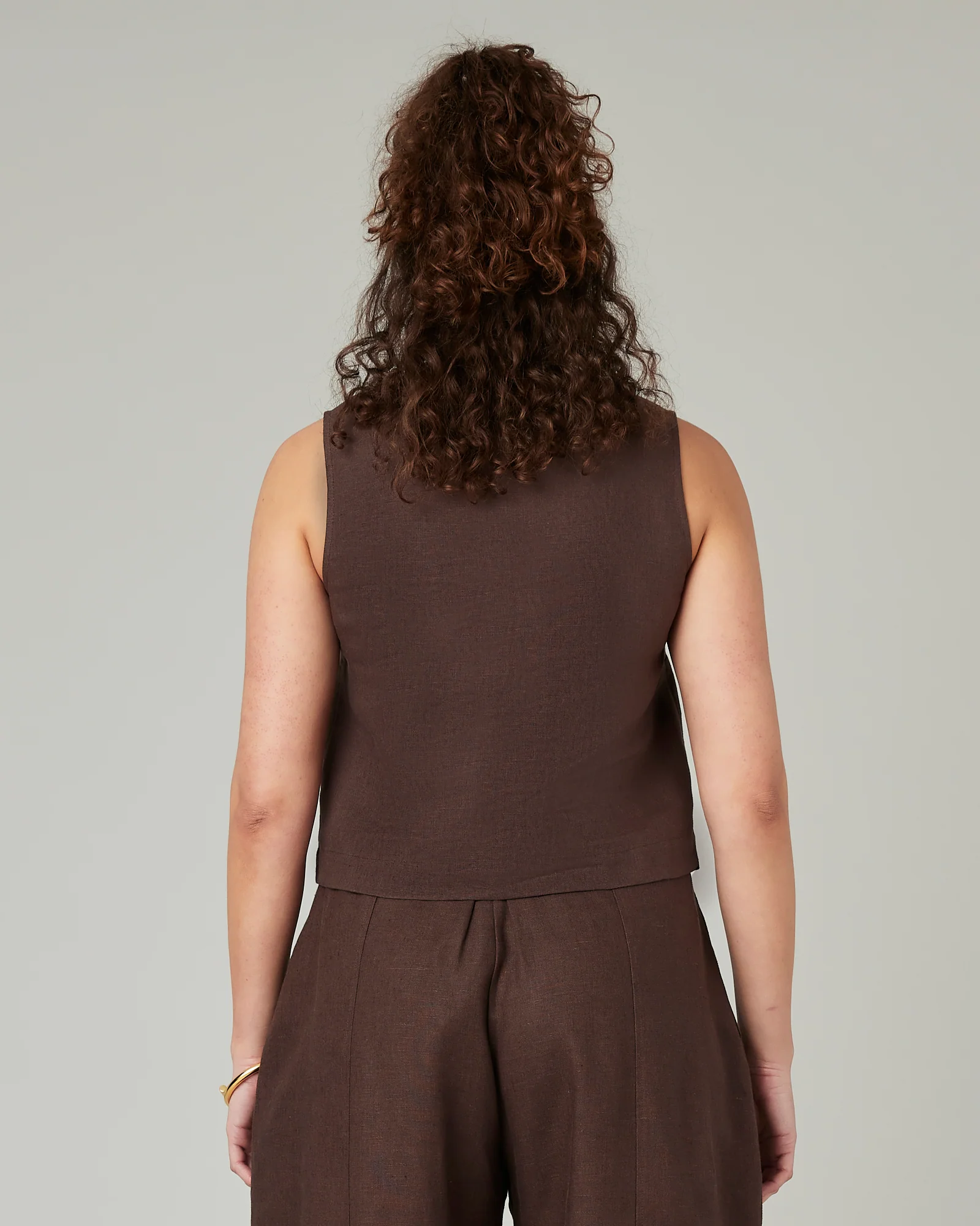 Esme Chocolate Linen Top - Image 3