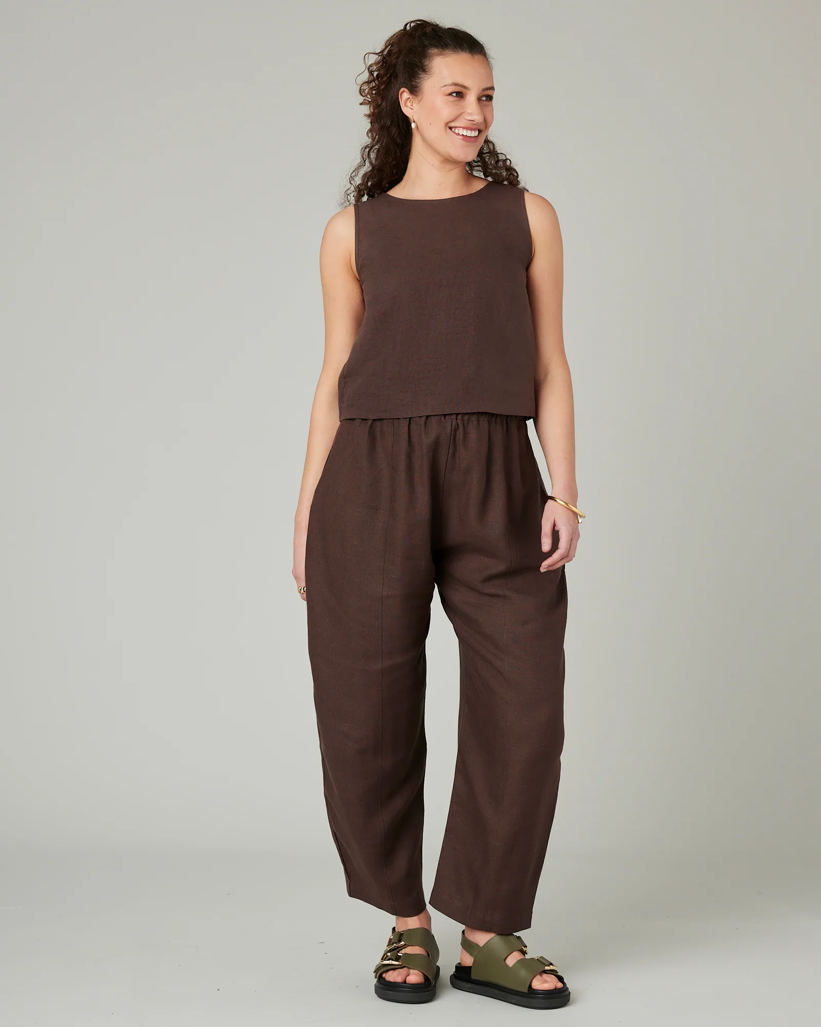 Esme Chocolate Linen Top - Image 5