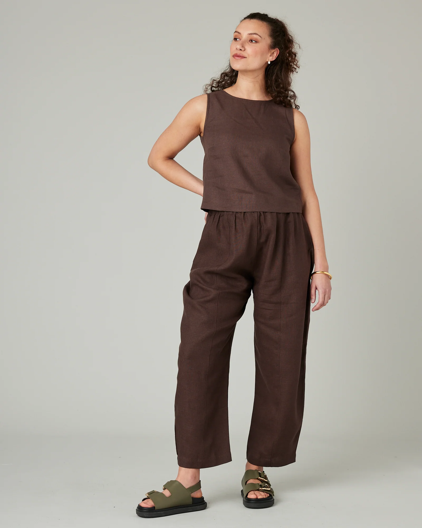 Esme Chocolate Linen Top - Image 6