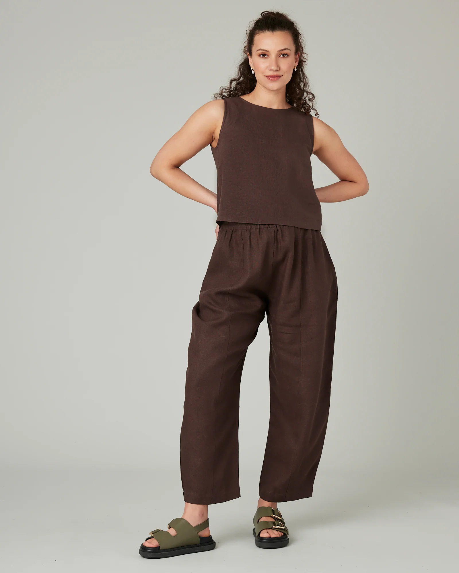 Esme Chocolate Linen Top - Image 7