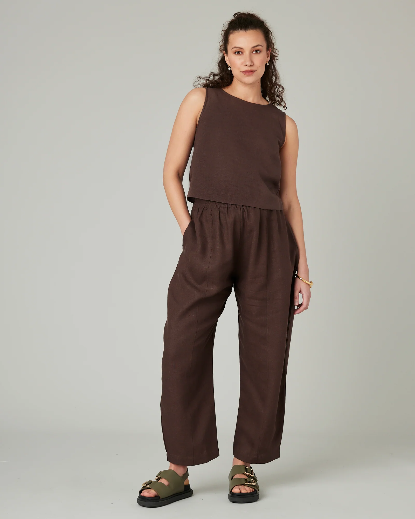Esme Chocolate Linen Top - Image 8
