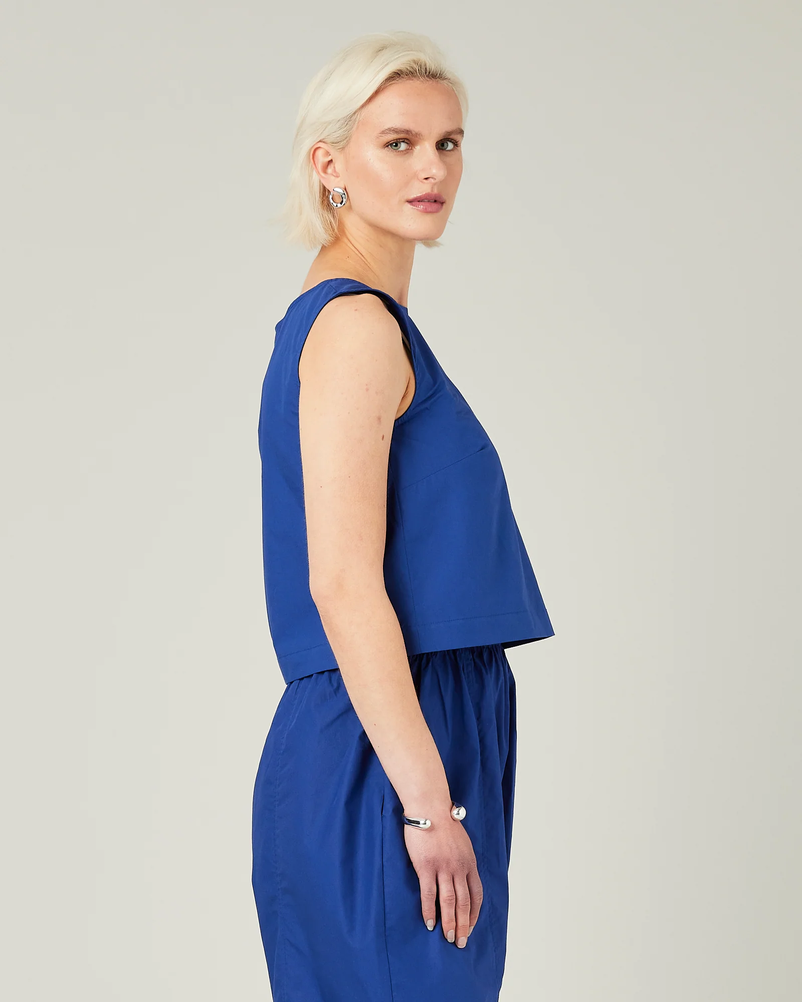 Esme Cobalt Cotton Poplin Top - Image 4