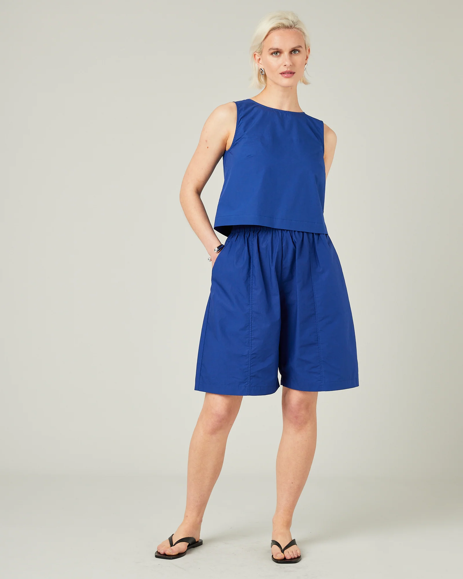 Esme Cobalt Cotton Poplin Top - Image 5