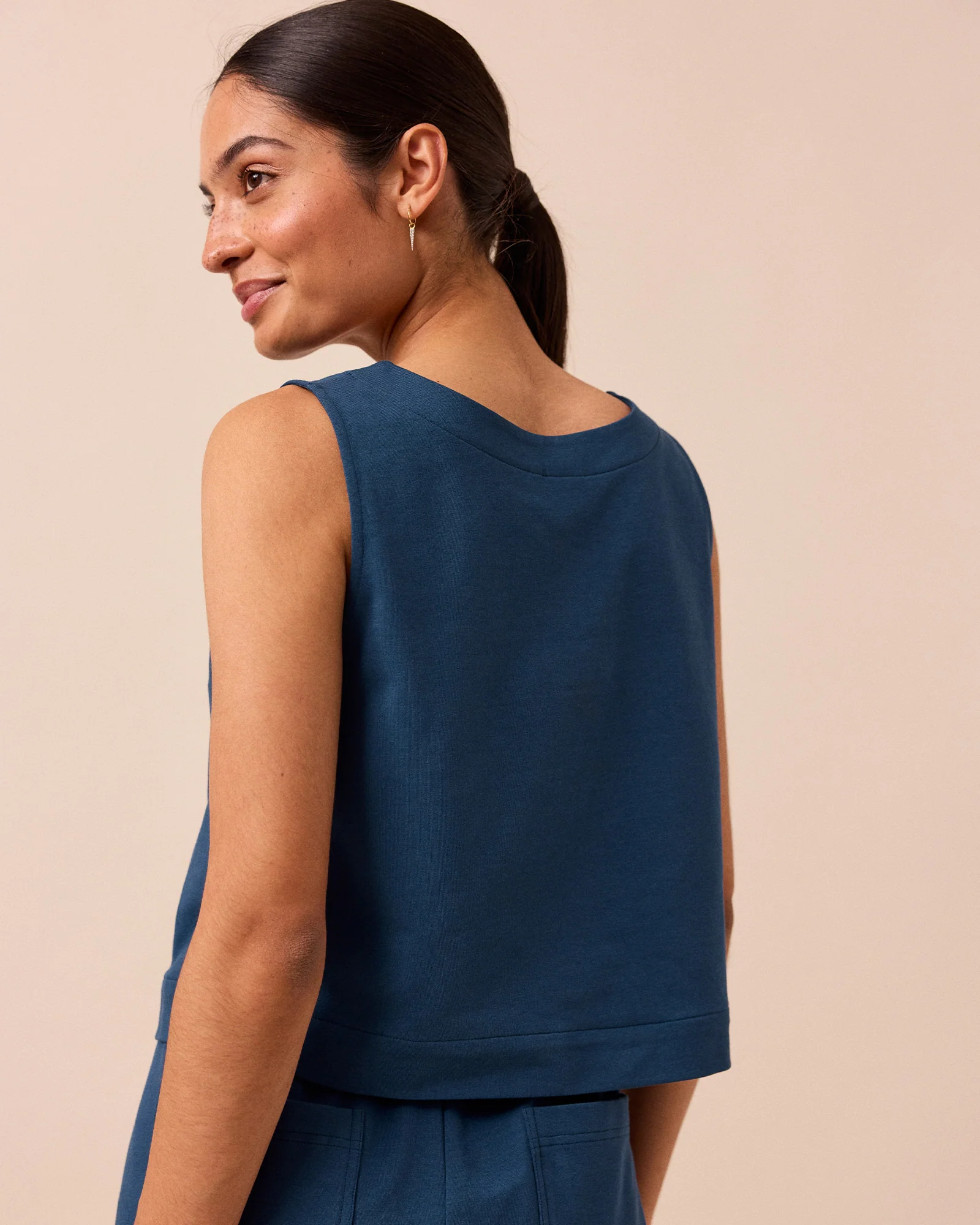 Esme French Navy Jersey Top - Image 5