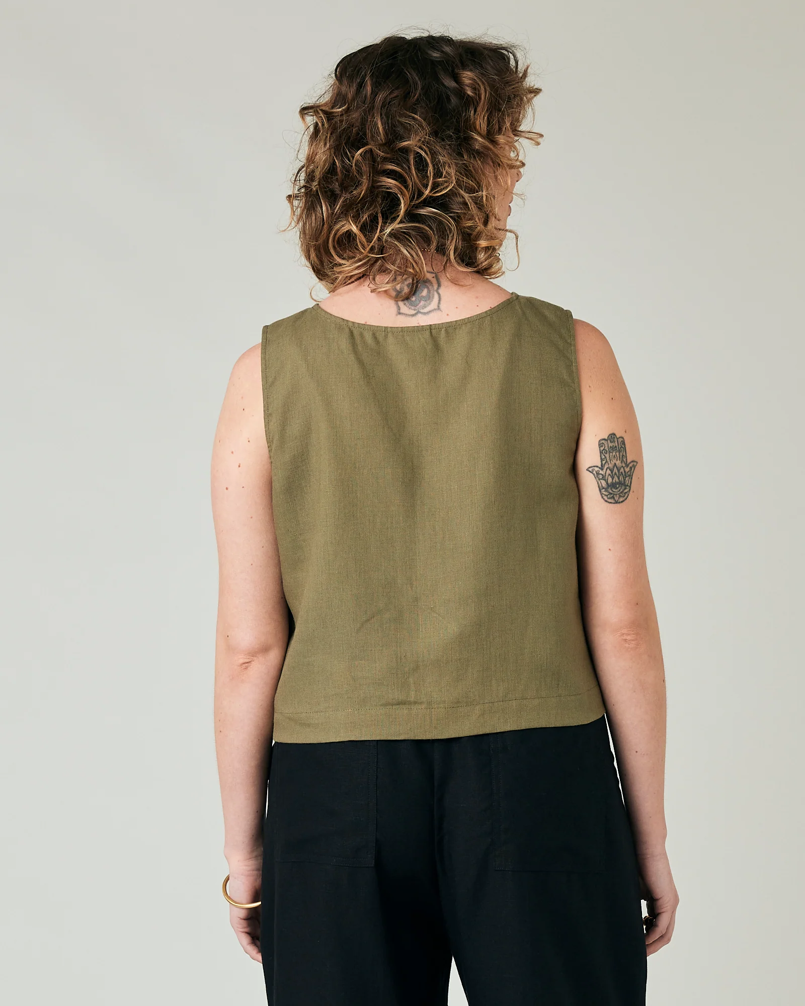 Esme Khaki Linen Top - Image 3