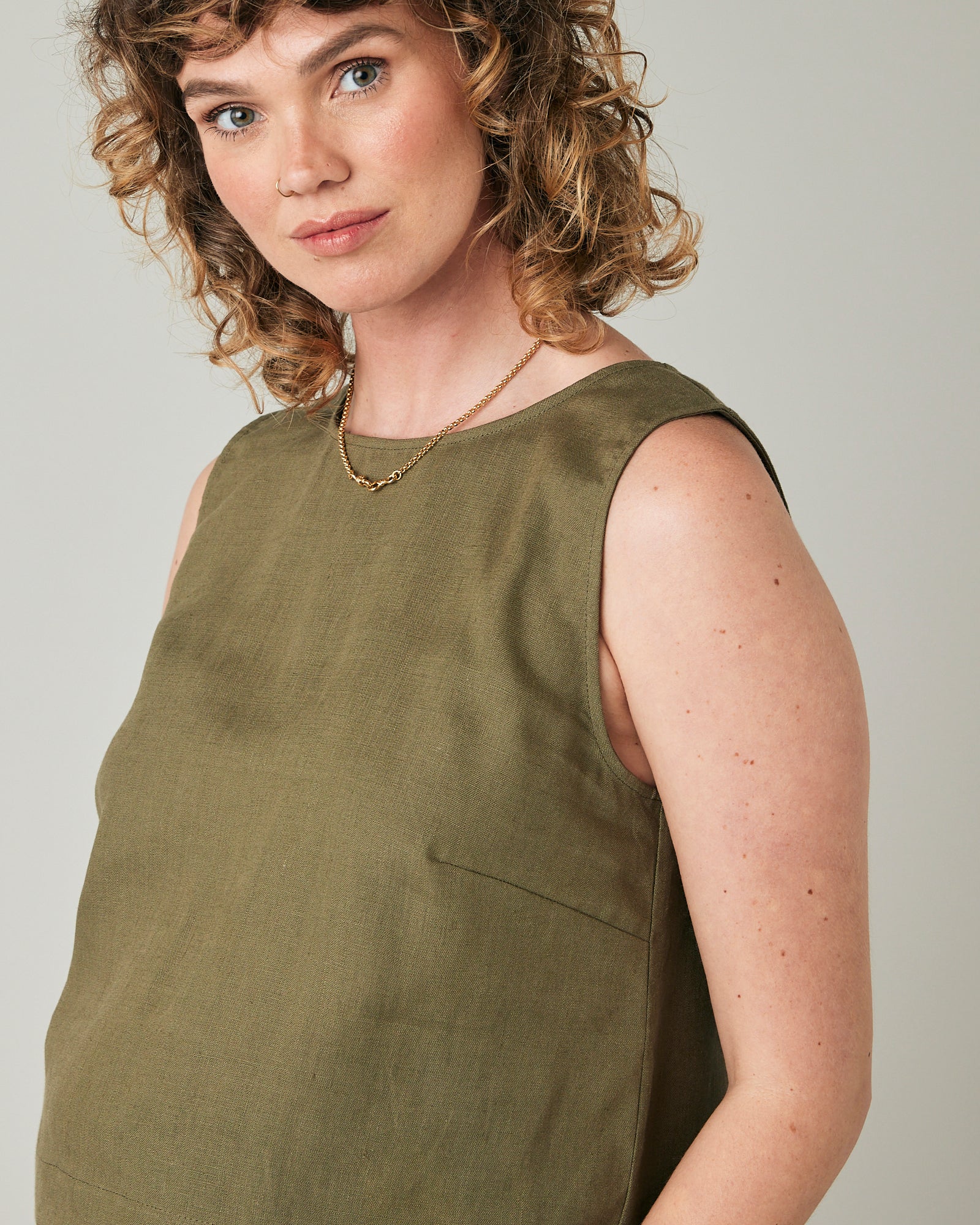 Esme Khaki Linen Top - Image 5