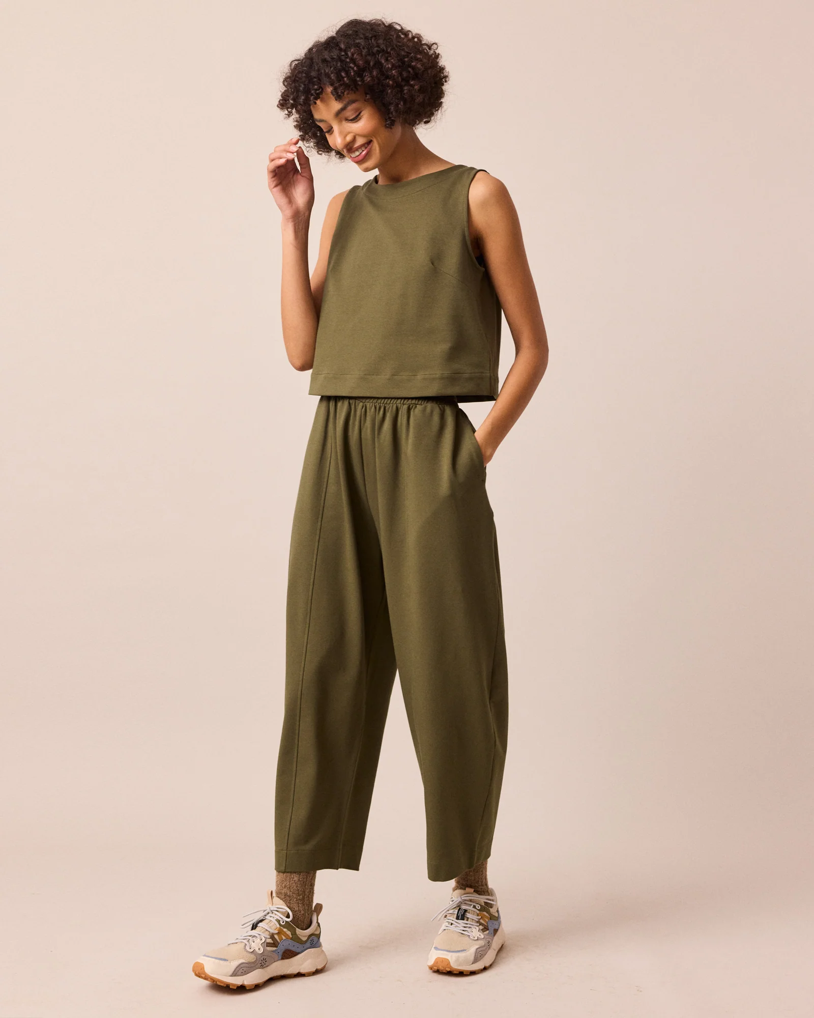 Esme Light Olive Jersey Top - Image 4