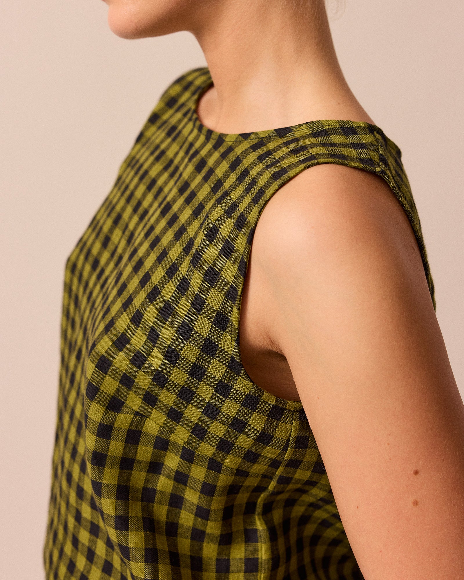 Esme Green Gingham Linen Top - Image 3