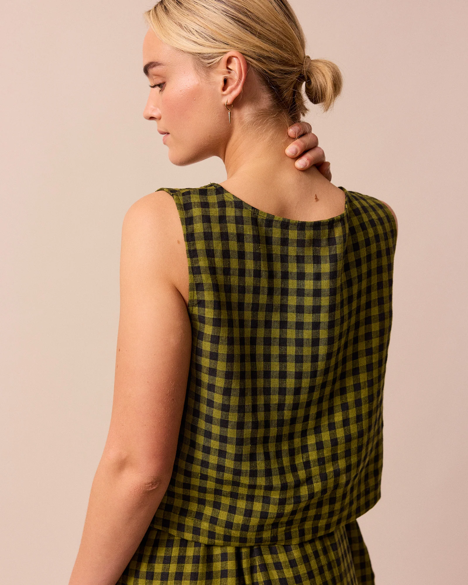 Esme Green Gingham Linen Top - Image 5