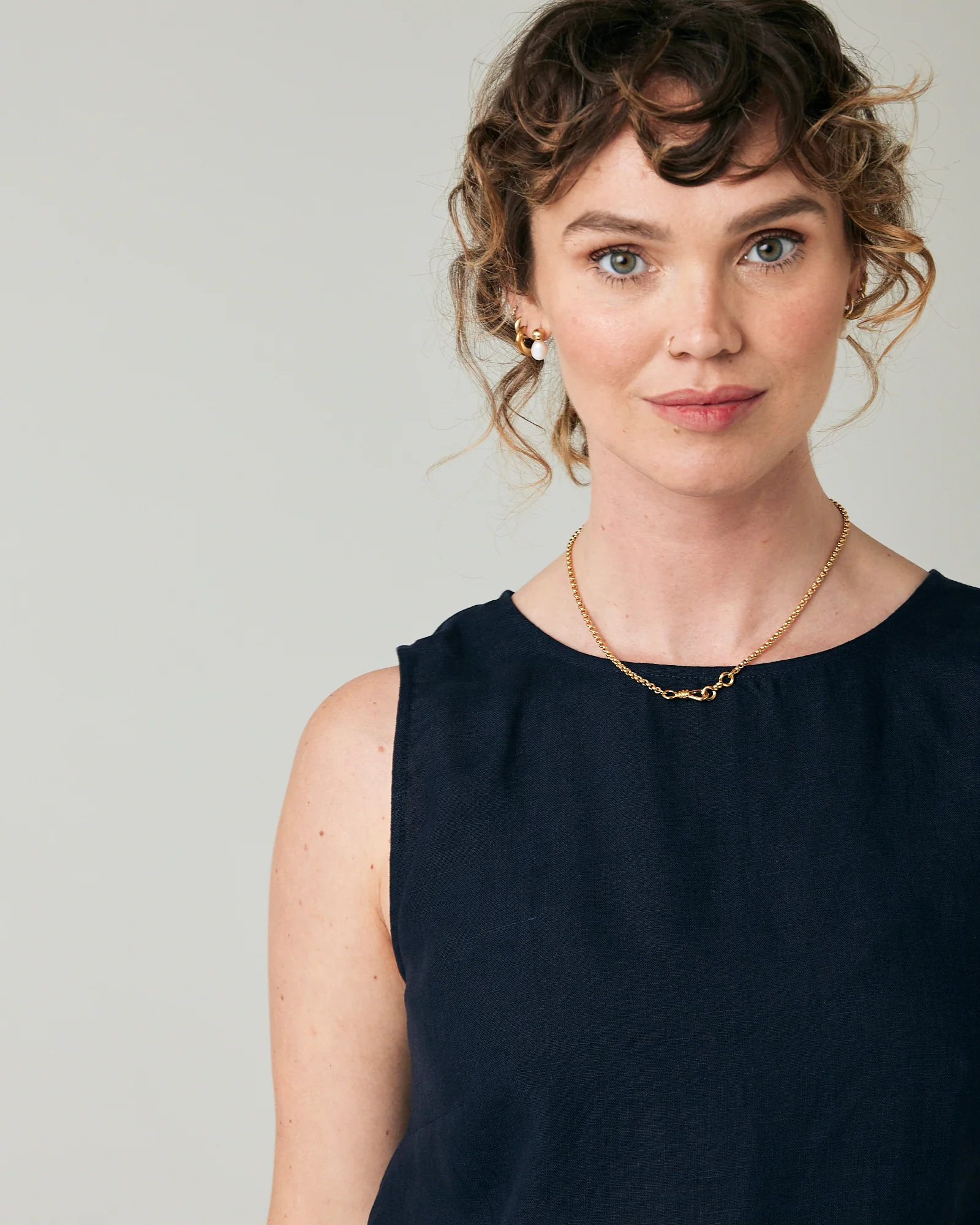 Esme Navy Linen Top - Image 11