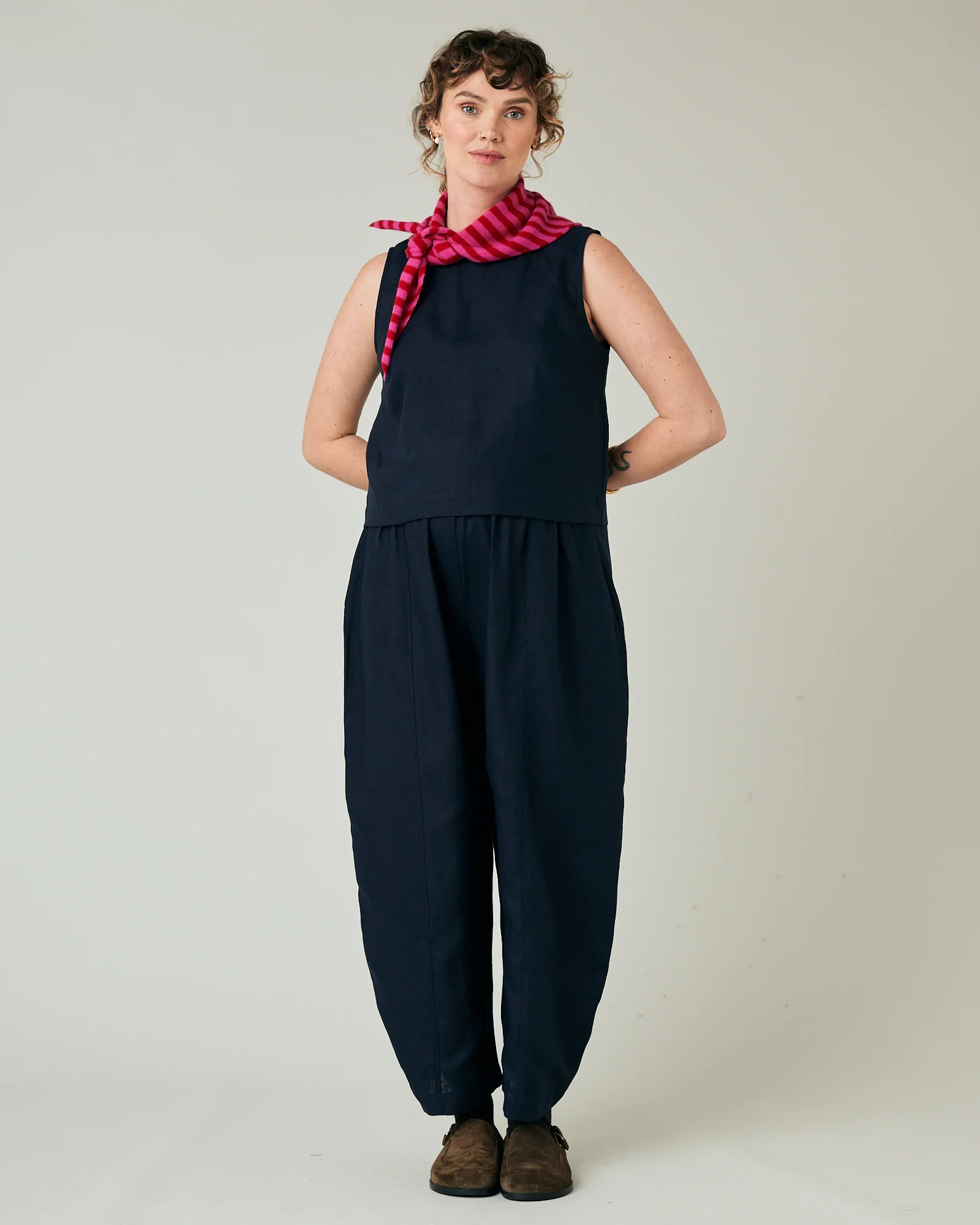Esme Navy Linen Top - Image 6